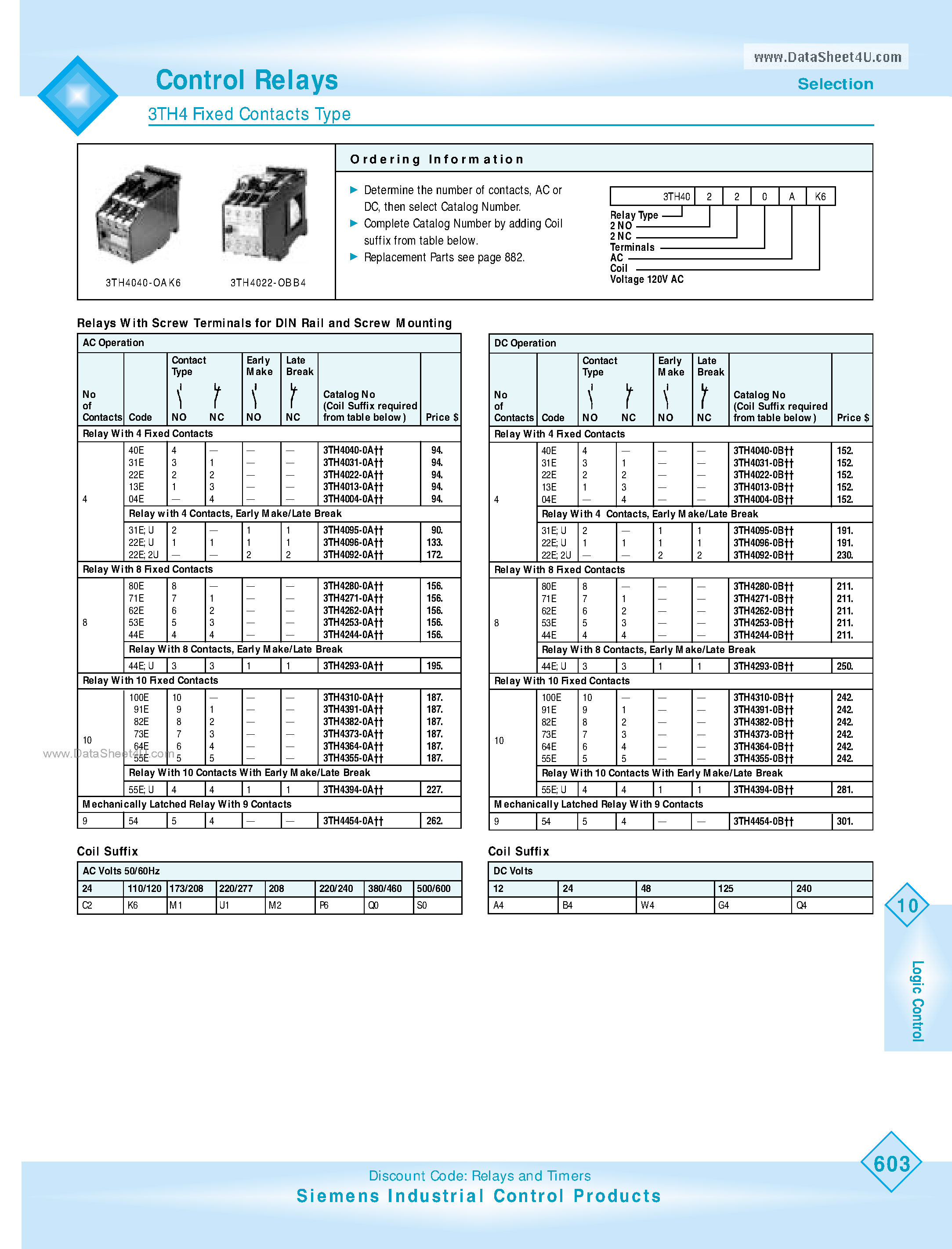 Datasheet 3TH4 - Control Relays page 1