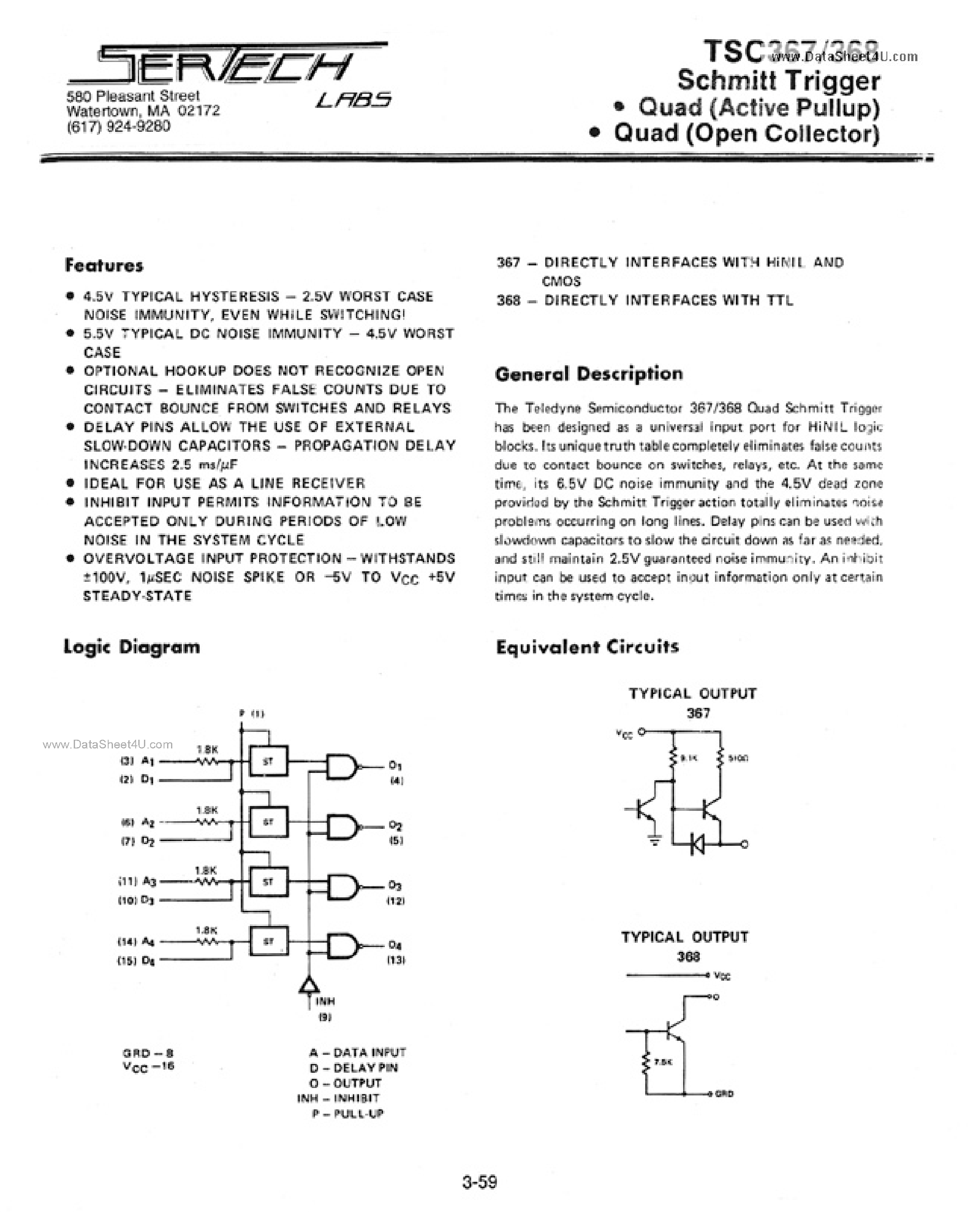 Datasheet TC367 - (TC367 / TC368) High Noise Immunity Logic page 1