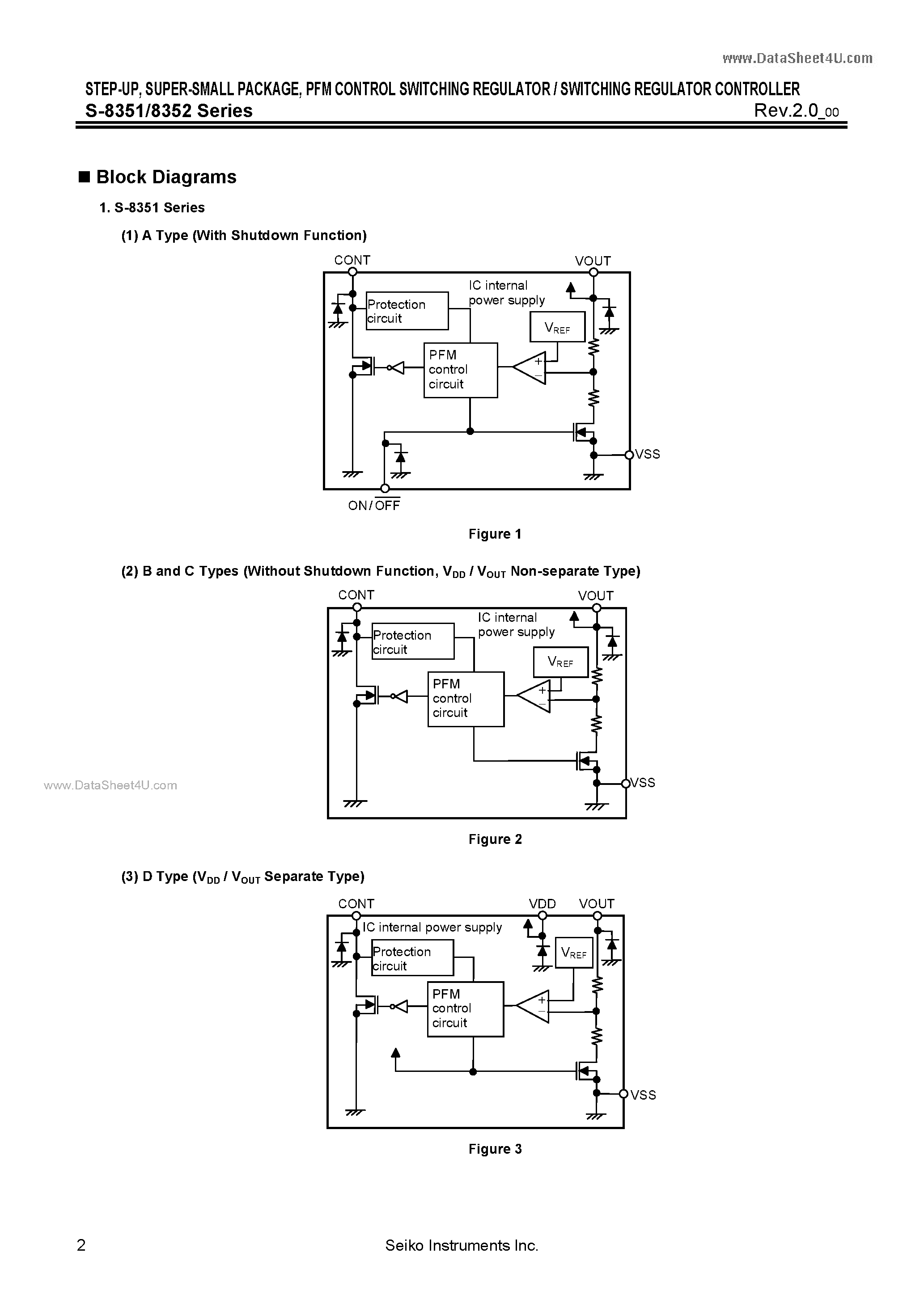 Datasheet S-8351 - (S-8351 / S-8352) SMALL PACKAGE PFM CONTROL STEP-UP SWITCHING REGULATOR page 2