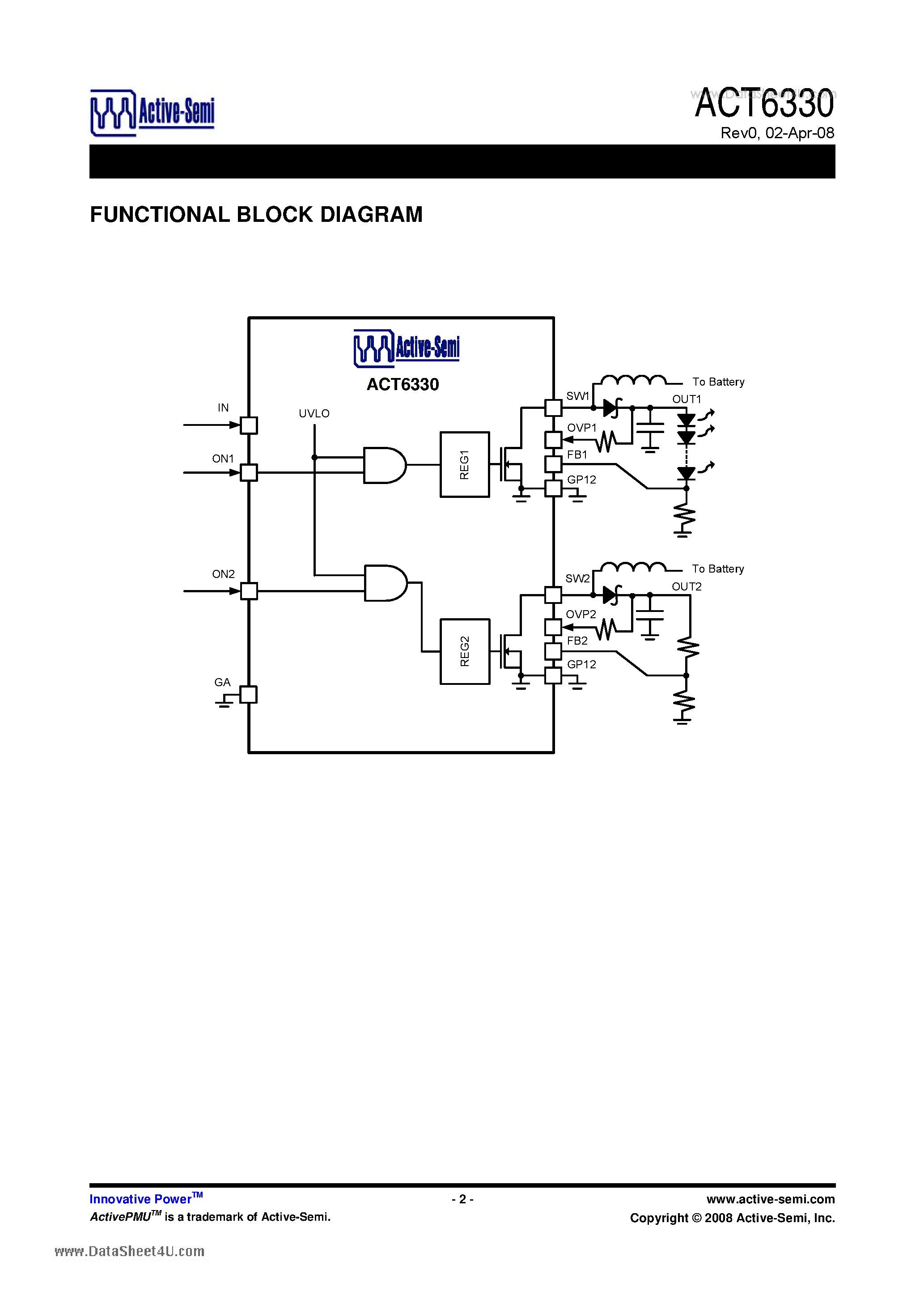 Datasheet ACT6330 - Dual PWM Step-Up DC/DCs page 2