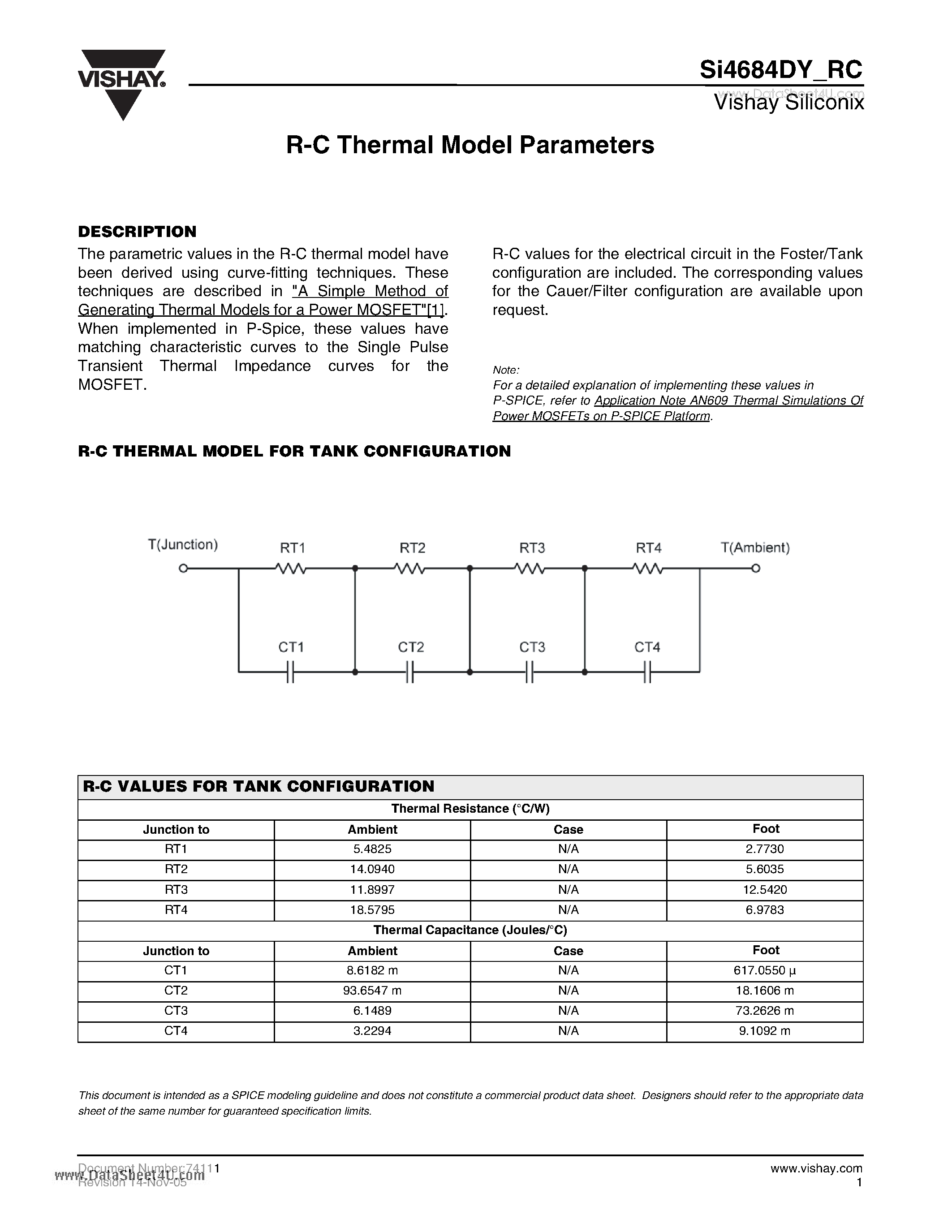 Datasheet SI4684DY_RC - R-C Thermal Model Parameters page 1