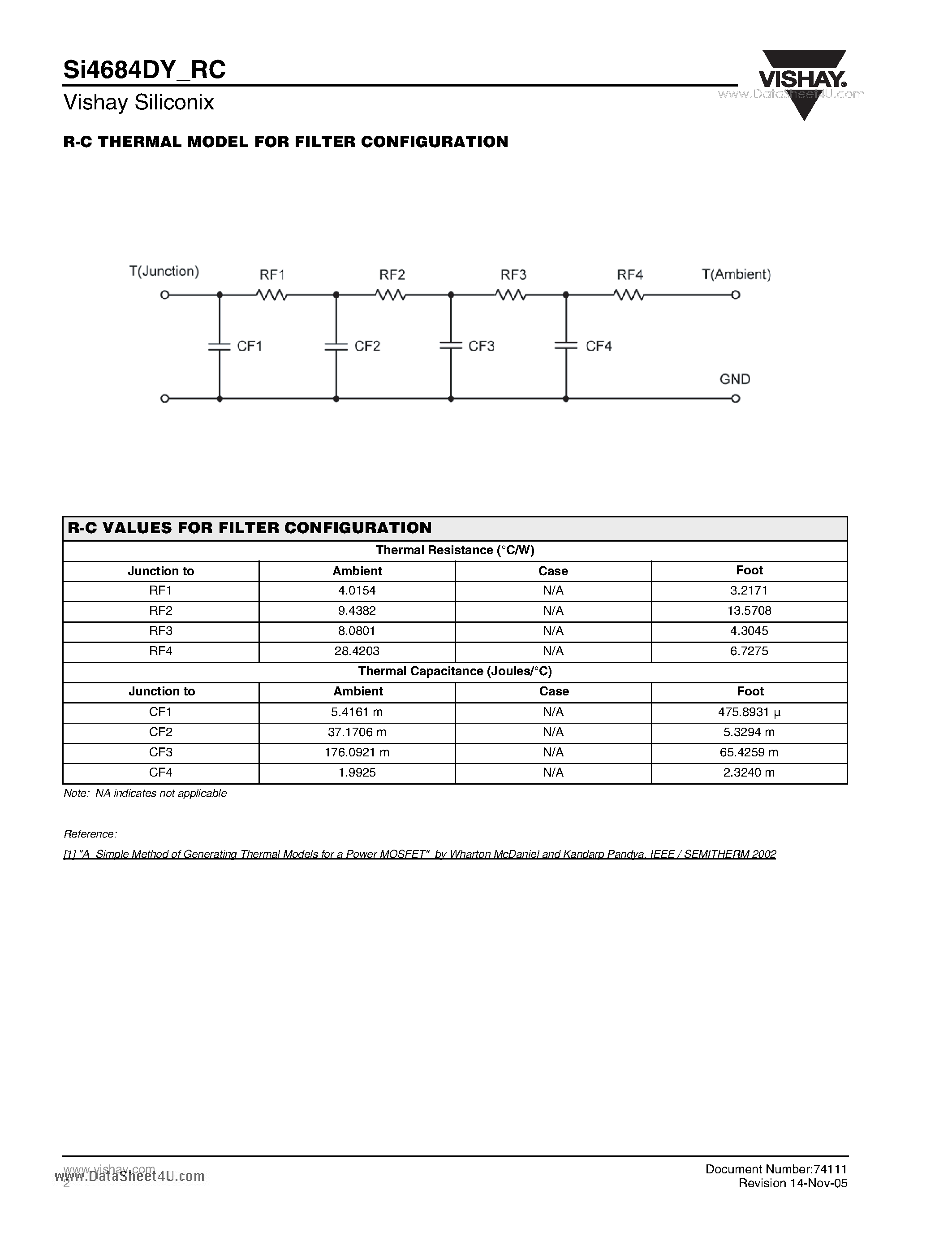 Datasheet SI4684DY_RC - R-C Thermal Model Parameters page 2