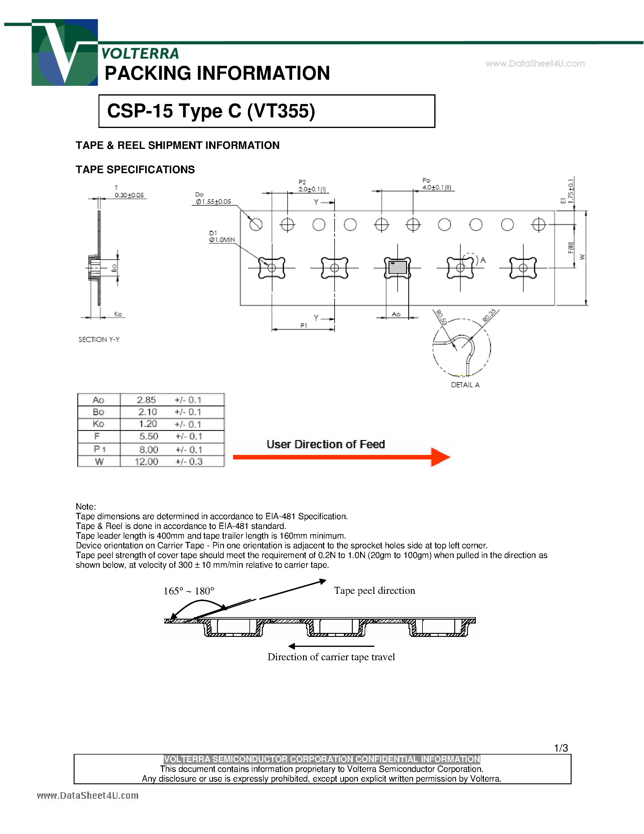 Datasheet VT355 - CSP-15 Type C page 1