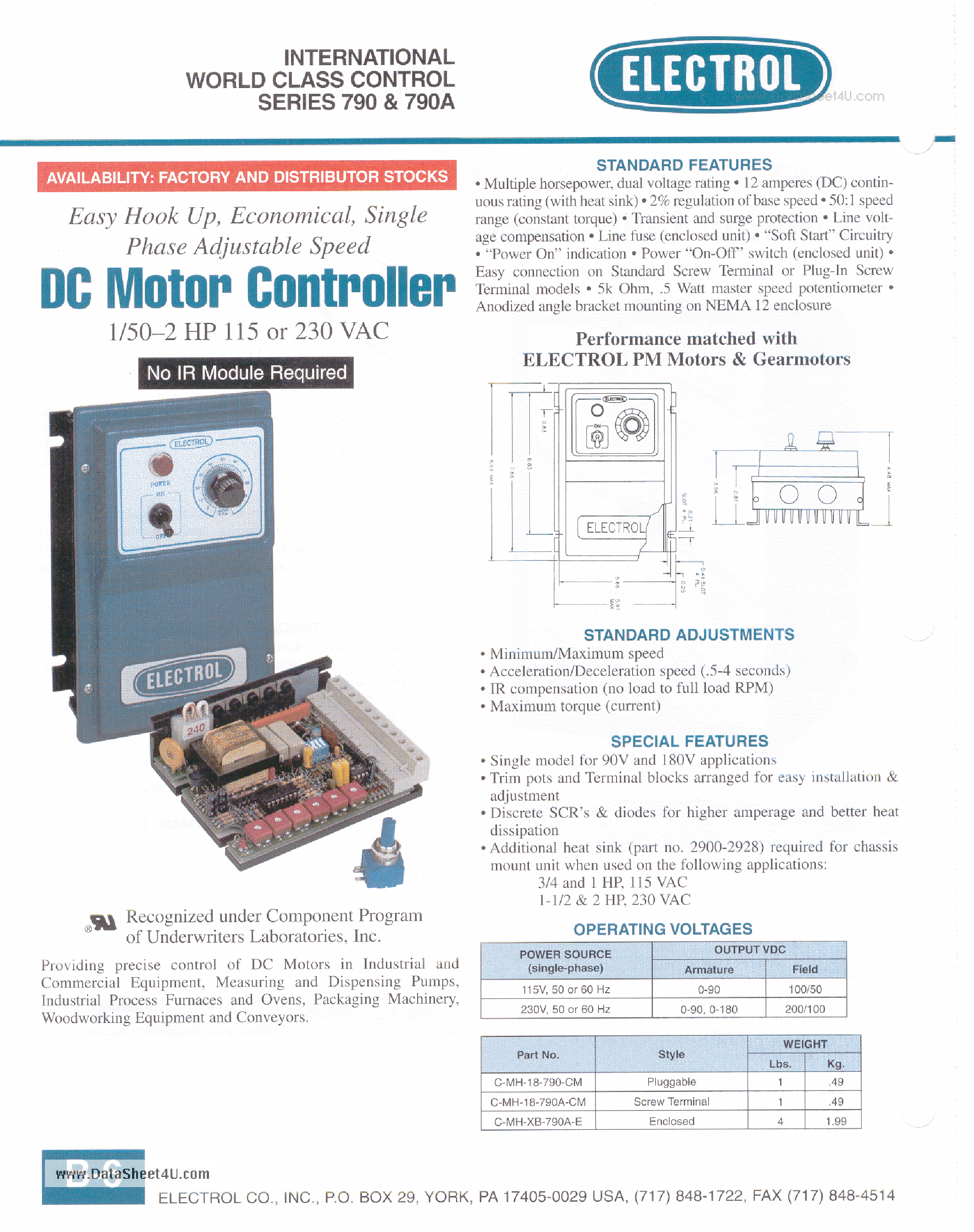 Даташит C-MH-18-790-CM - DC Motor Controller страница 1