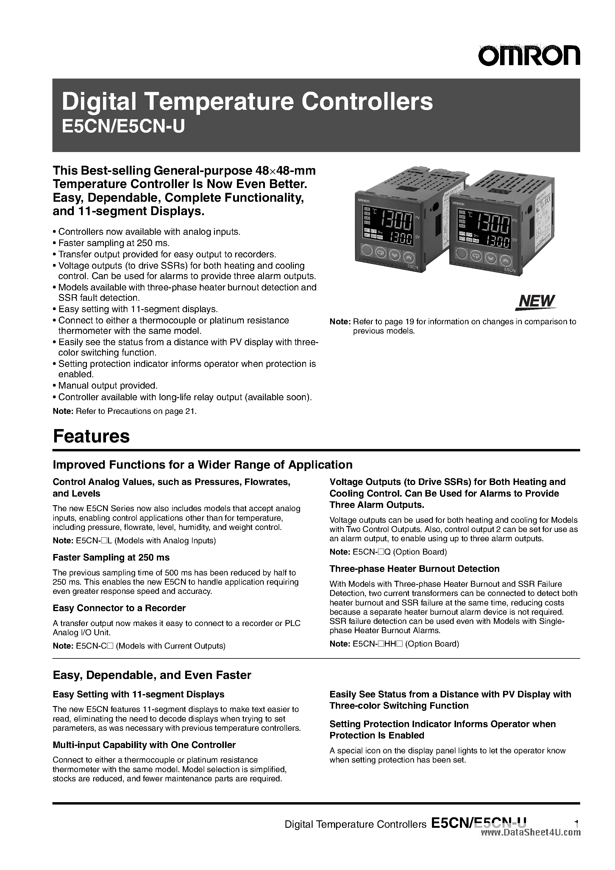 Даташит E5CN - Digital Temperature Controller страница 1