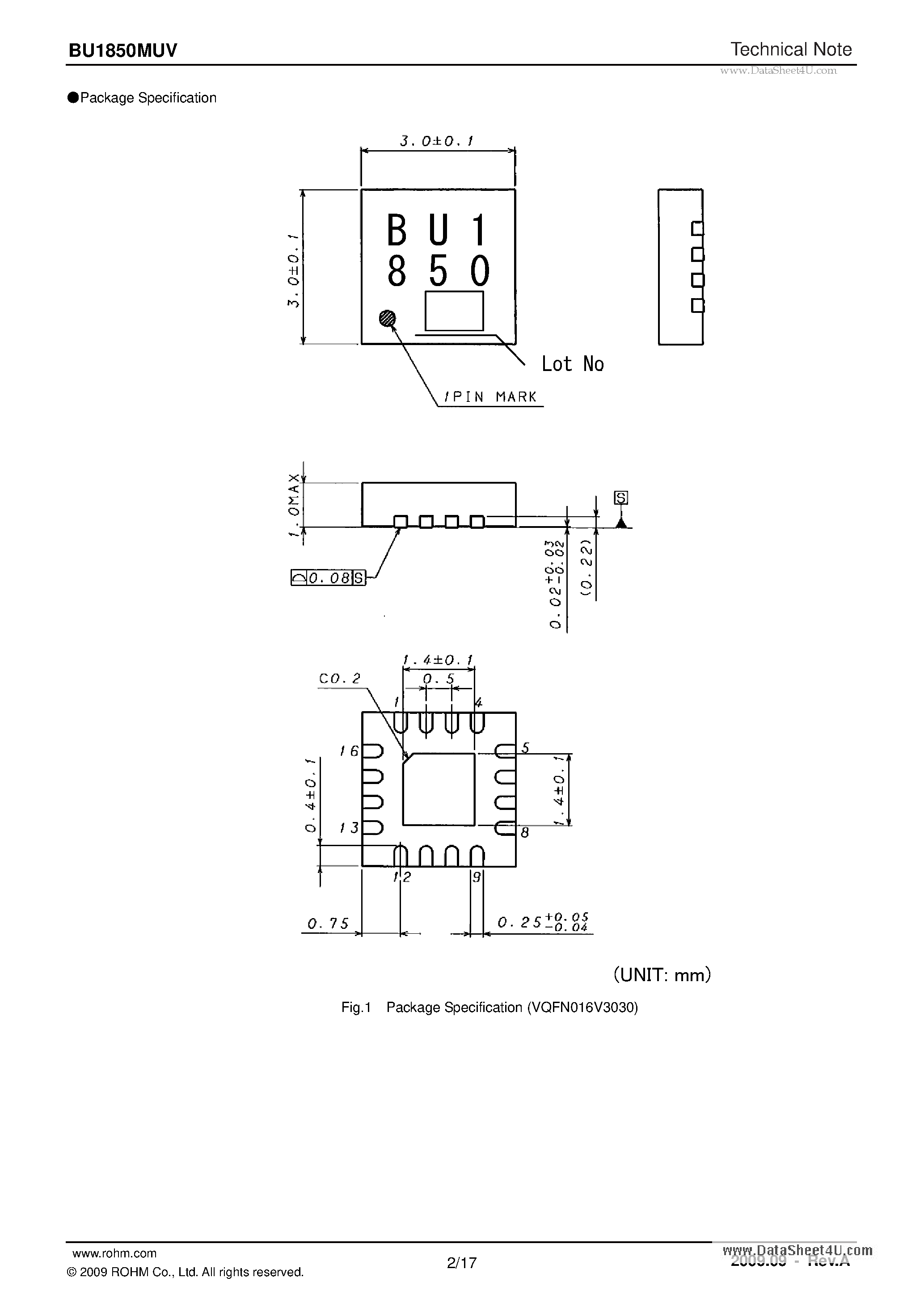 Даташит BU1850MUV - GPIO Expander IC страница 2