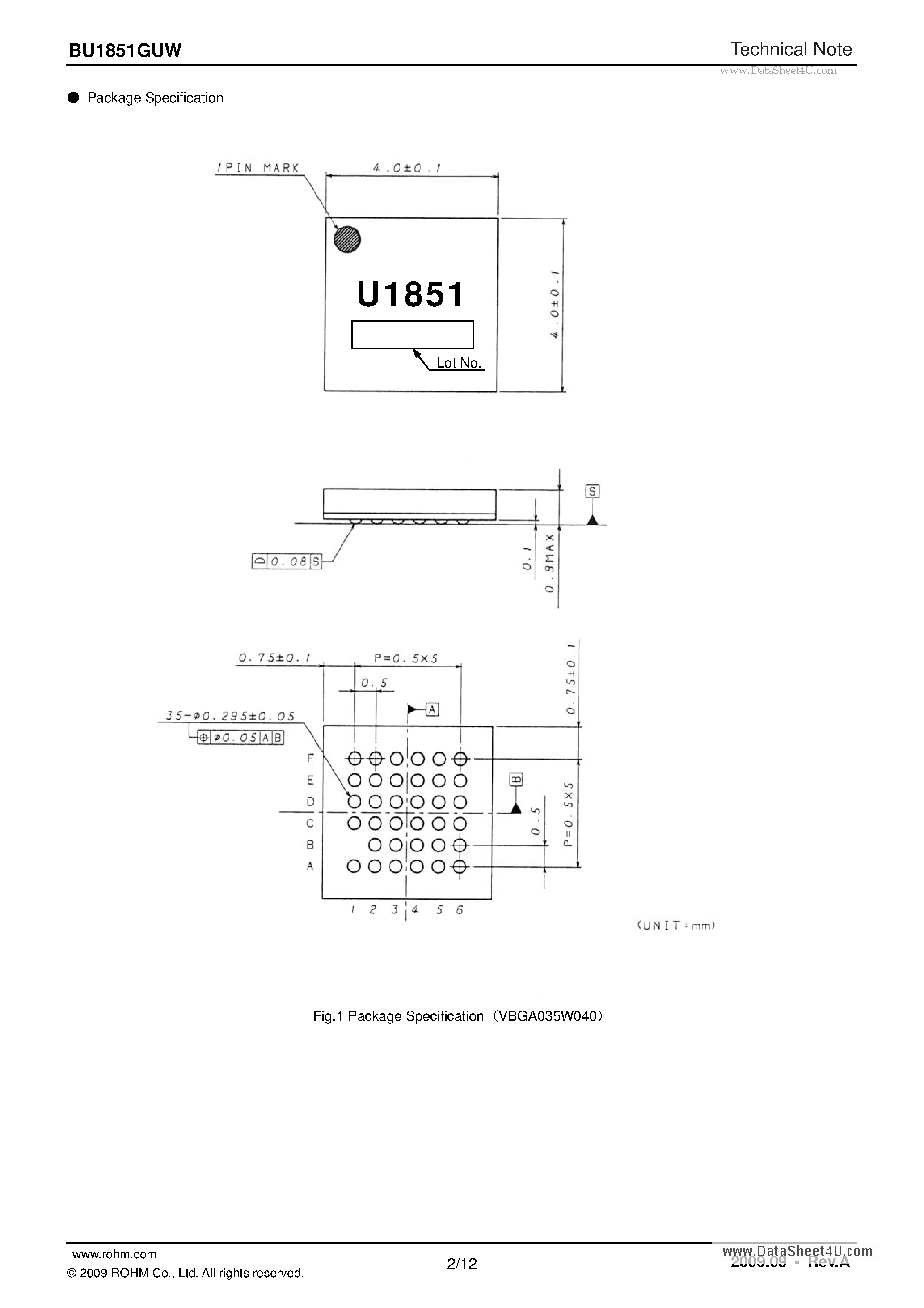 Даташит BU1851GUW - GPIO ICs Series Key Encoder IC страница 2