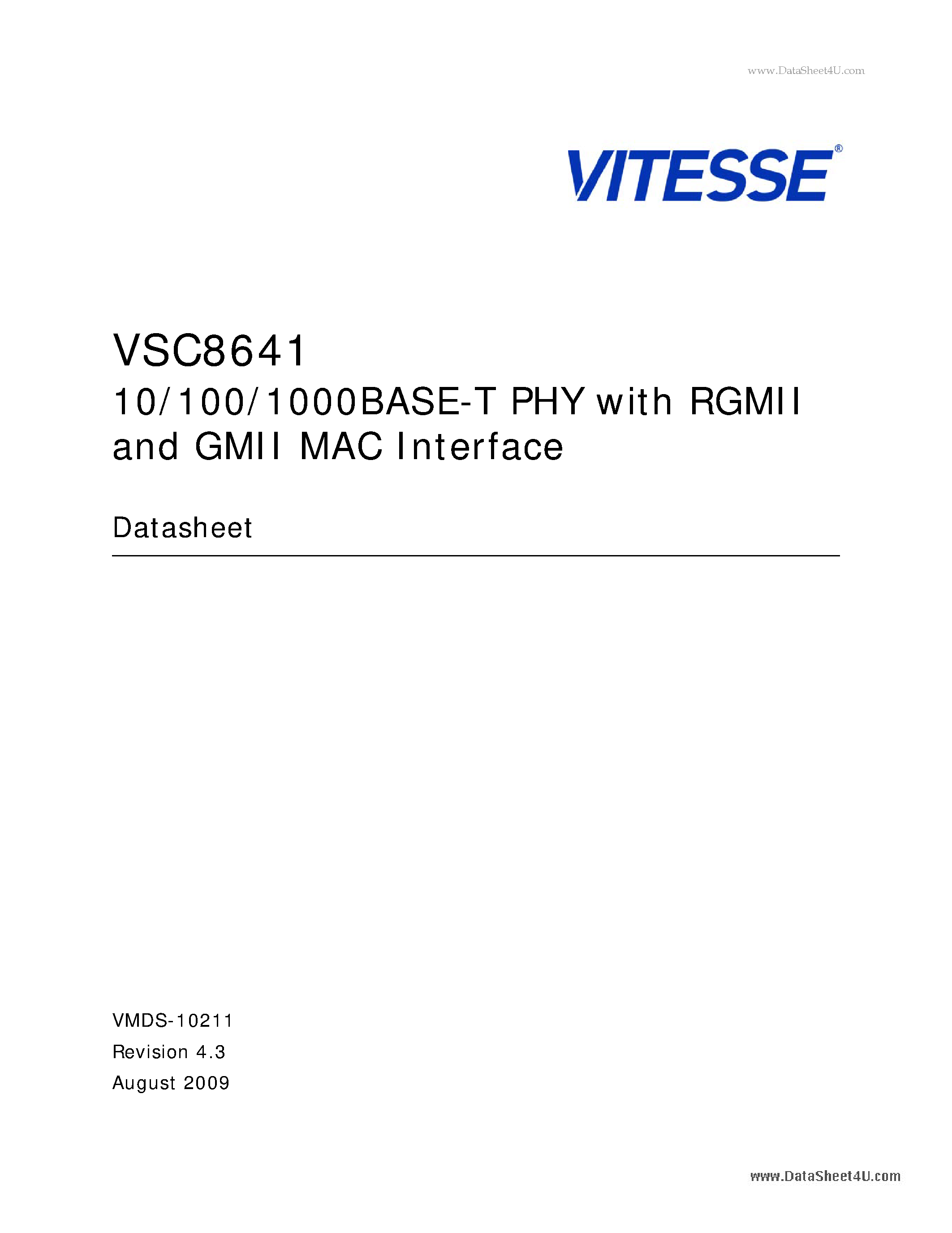 Даташит VSC8641 - 10/ 100/ 1000Base-T PHY страница 1