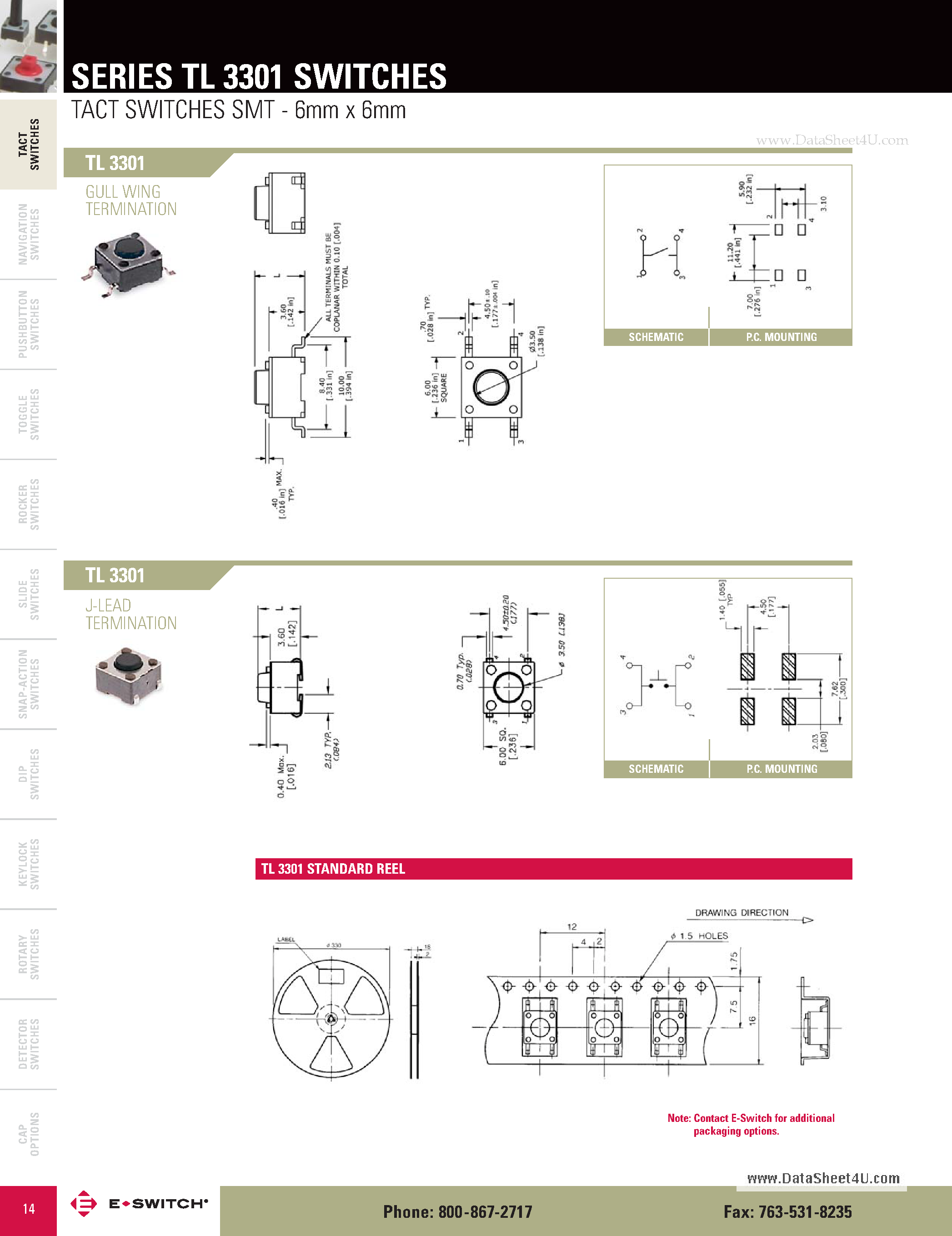 Datasheet TL3301 - TACT SWITCHES SMT page 2