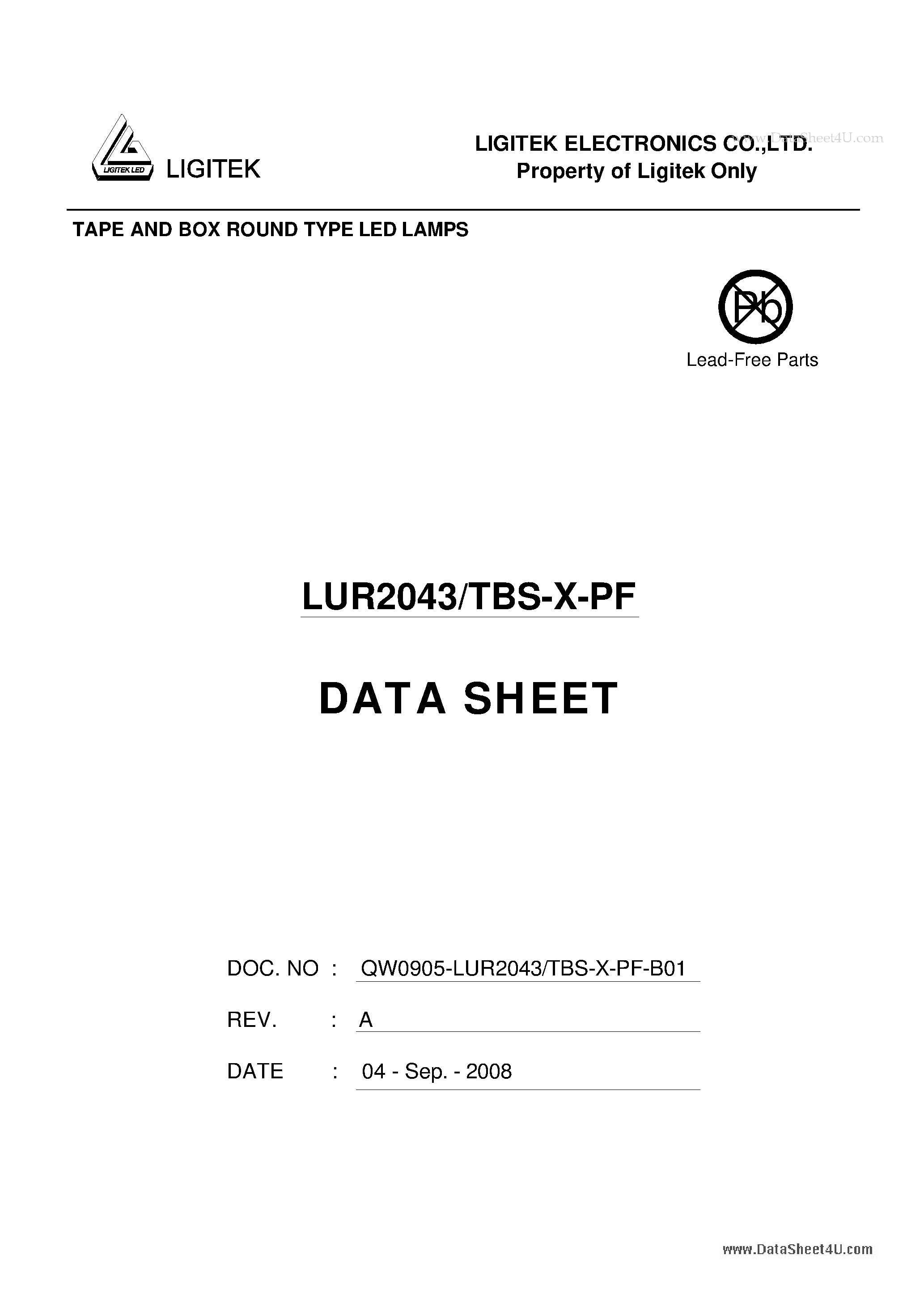 Datasheet LUR2043-TBS-X-PF - SUPER BRIGHT ROUND TYPE LED LAMPS page 1