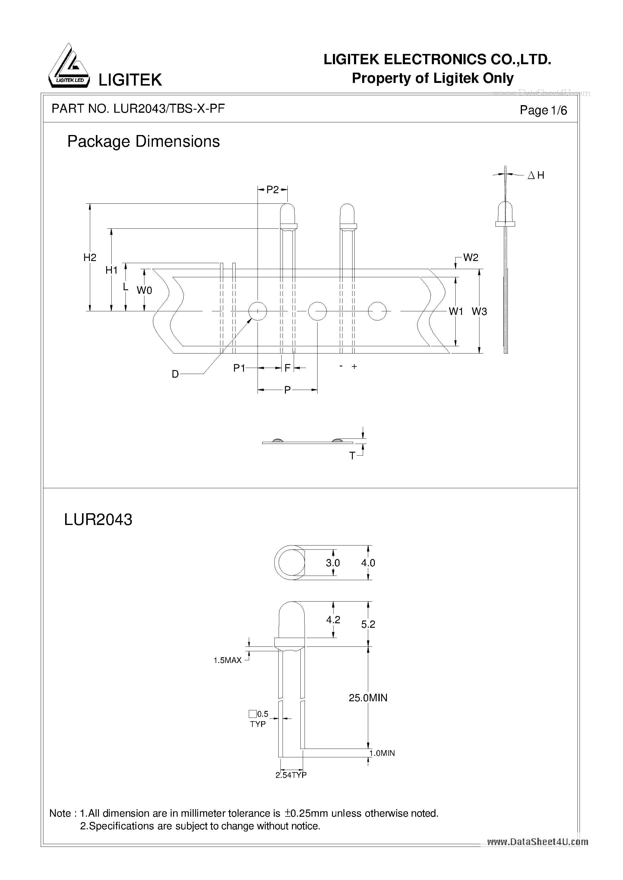 Datasheet LUR2043-TBS-X-PF - SUPER BRIGHT ROUND TYPE LED LAMPS page 2