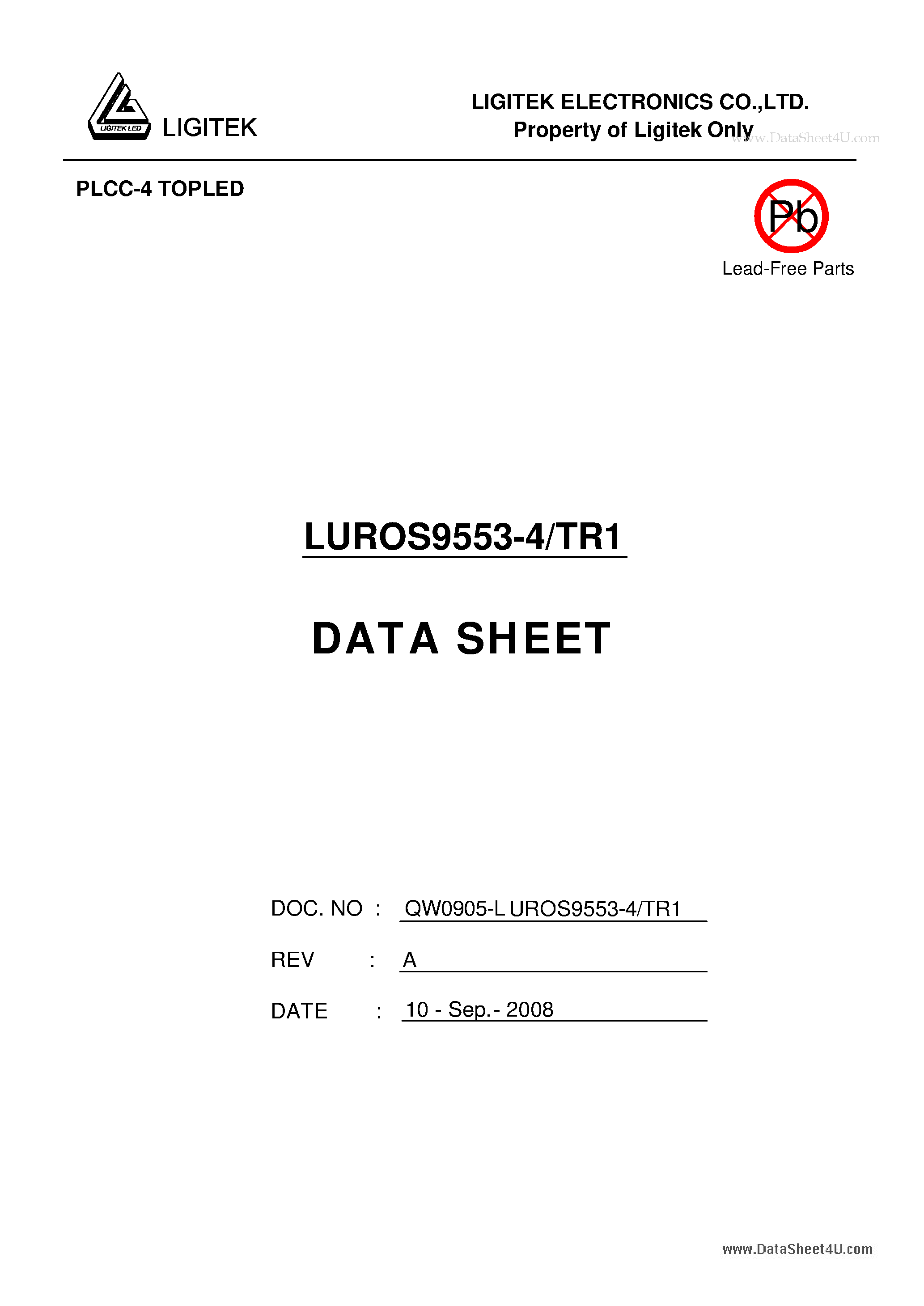 Даташит LUROS9553-4-TR1 - PLCC-4 TOPLED страница 1