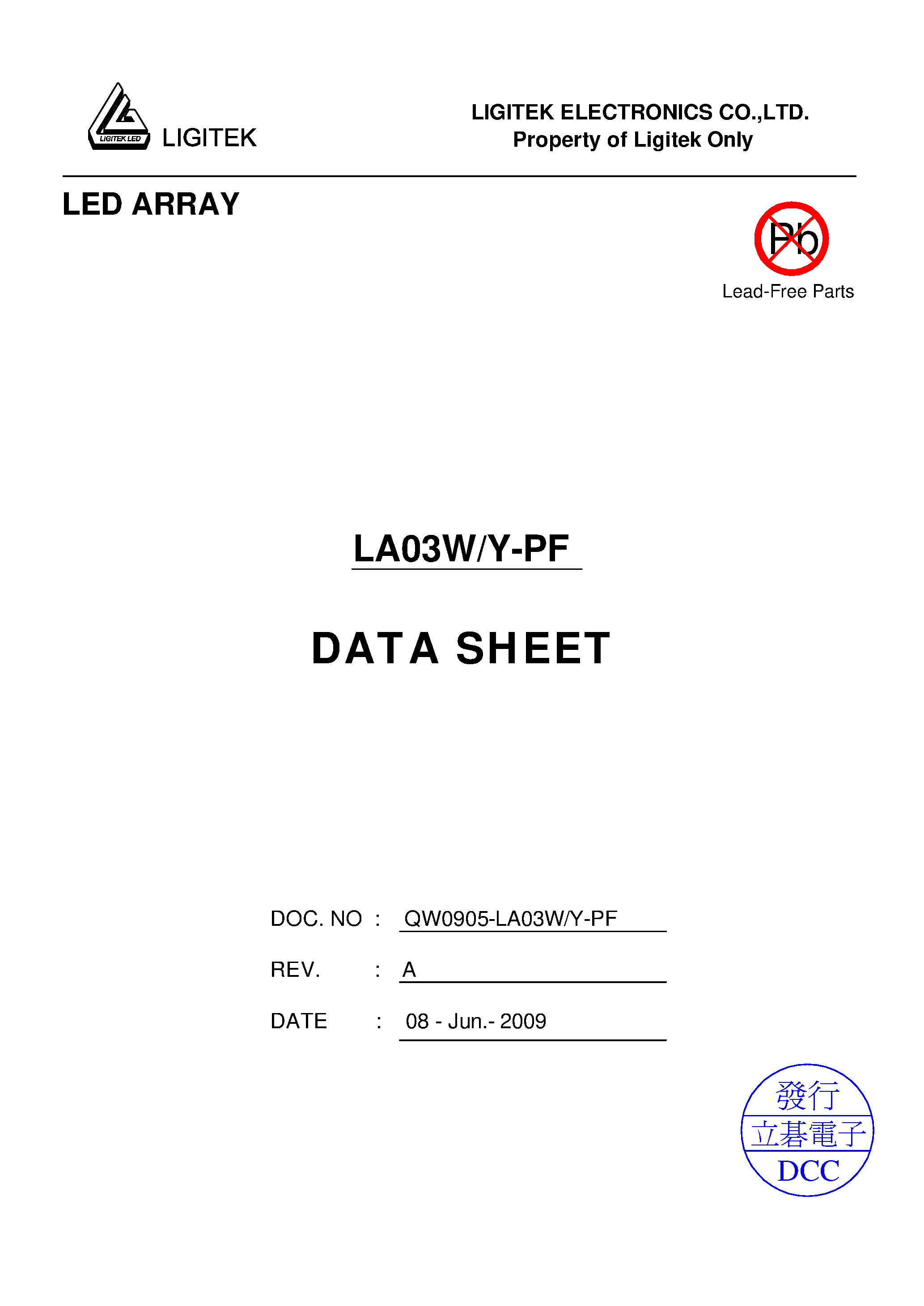 Datasheet LA03W-Y-PF - LED ARRAY page 1