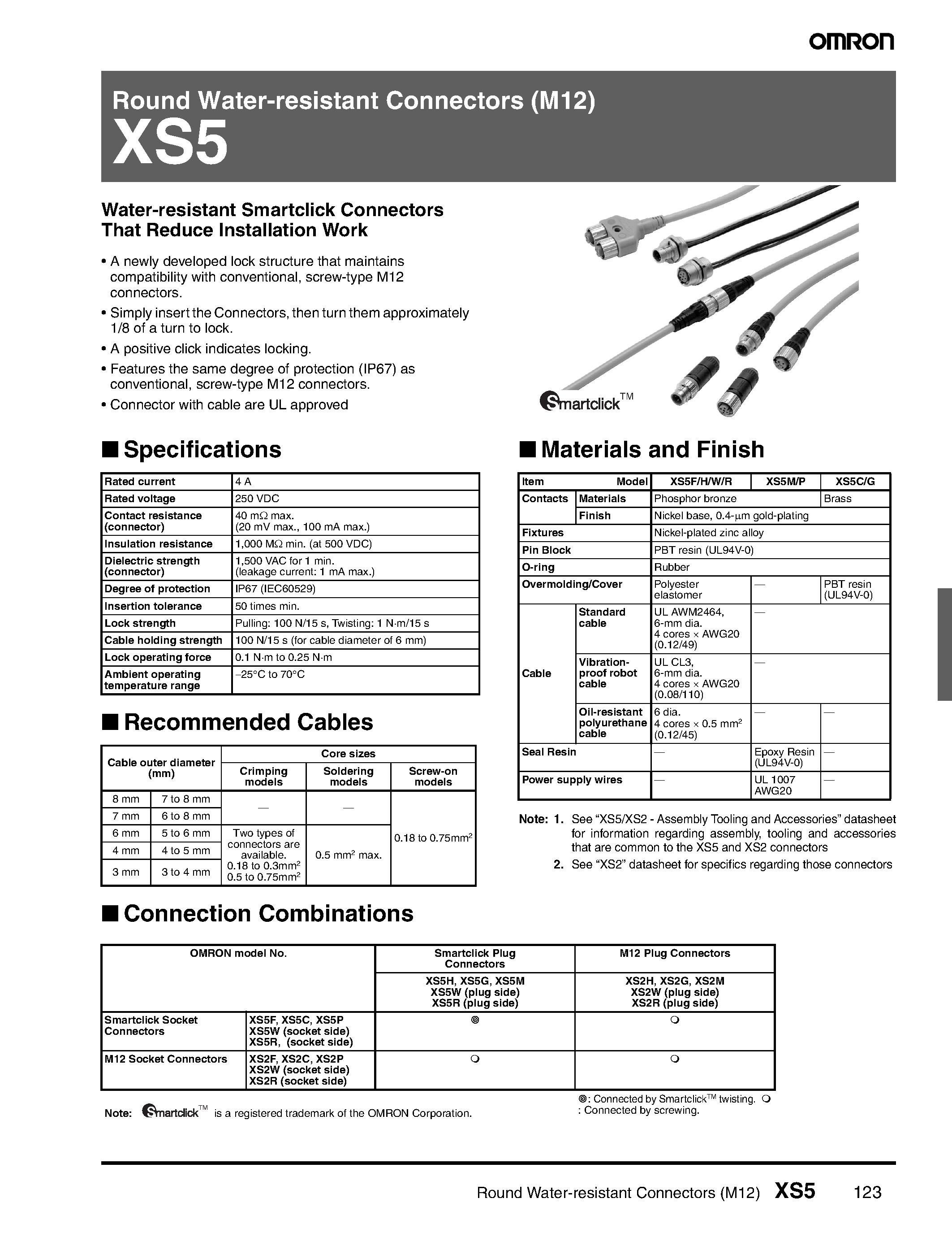 Datasheet XS5 - Round Water-resistant Connectors page 1