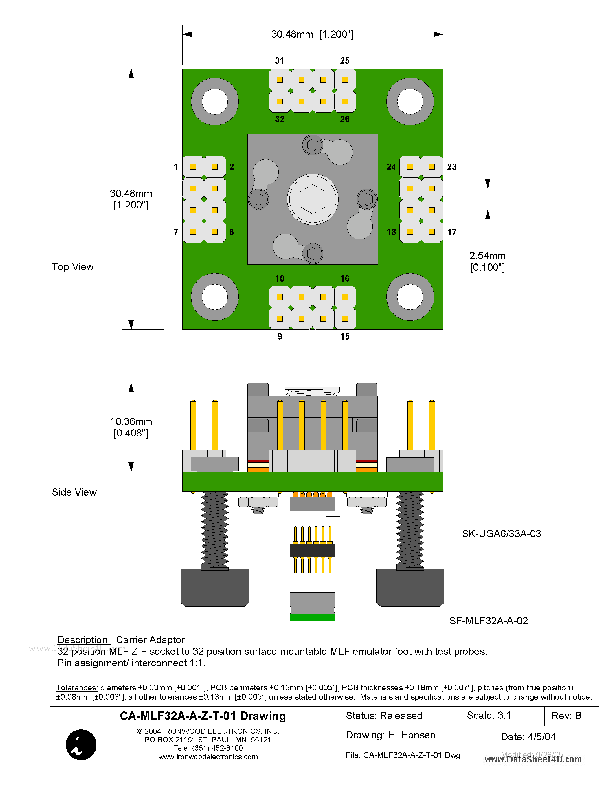 Datasheet CA-MLF32A-A-Z-T-01 - Carrier Adaptor page 1