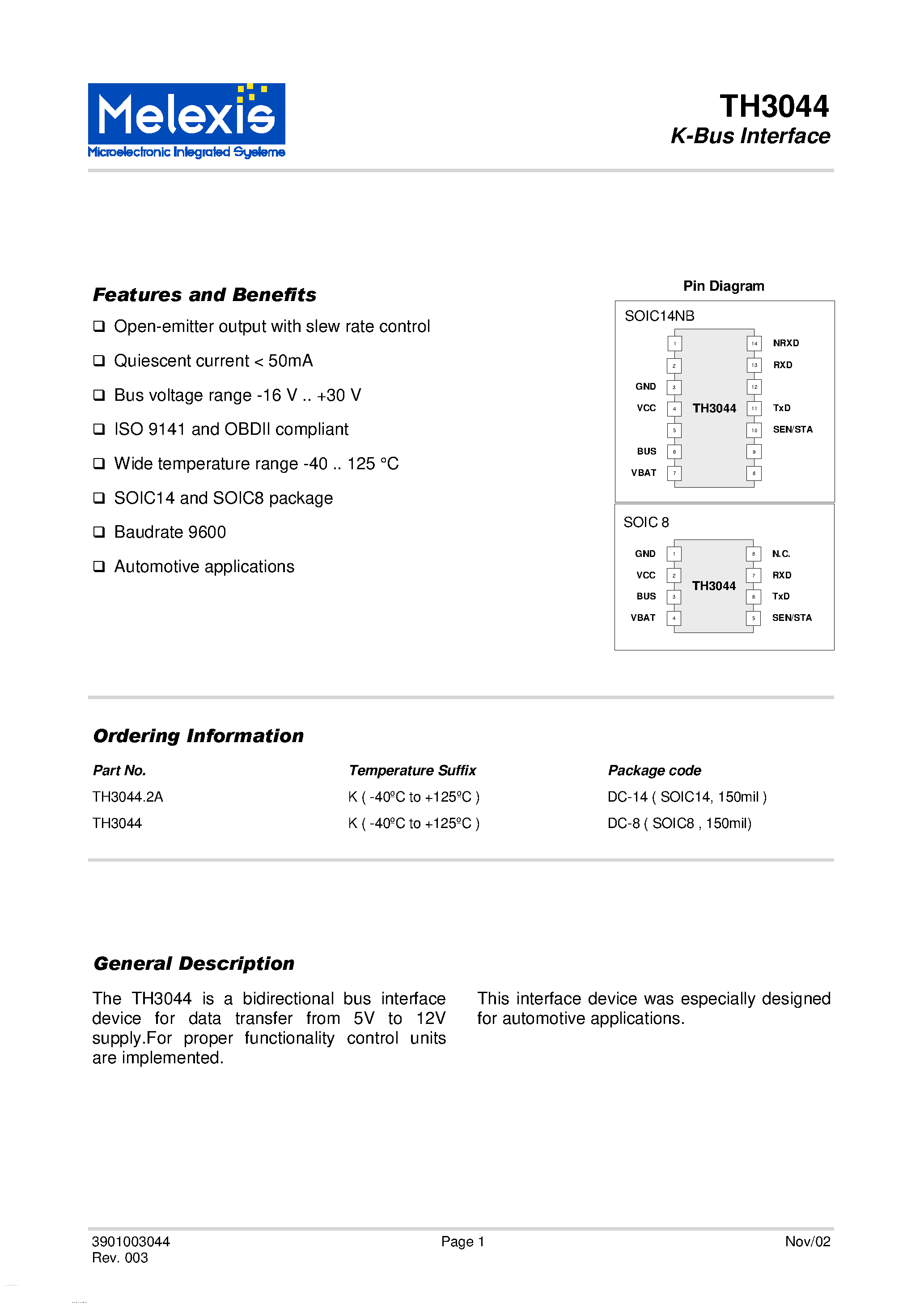 Datasheet TH3044 - K-Bus Interface page 1