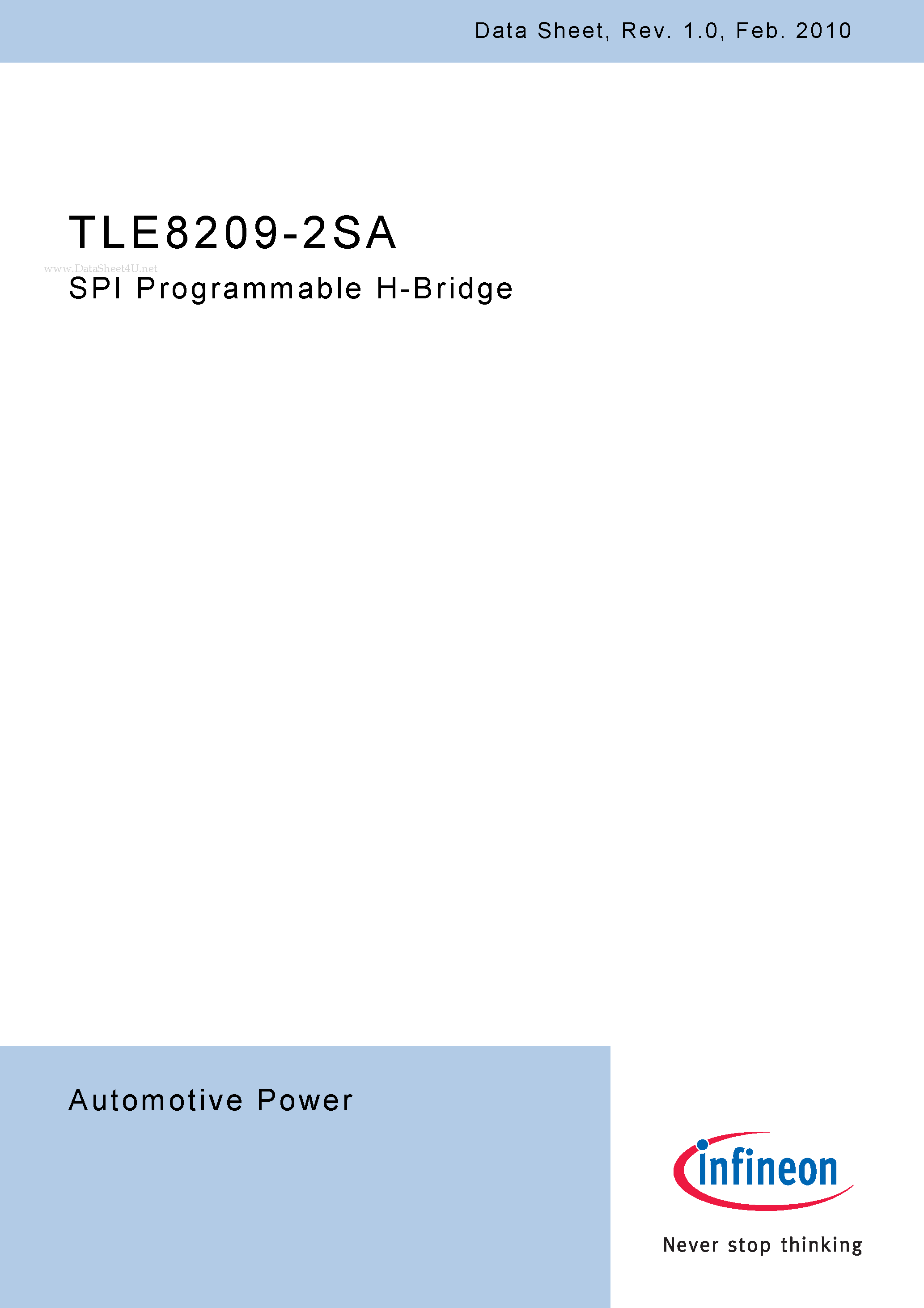 Datasheet TLE8209-2SA - SPI Programmable H-Bridge page 1
