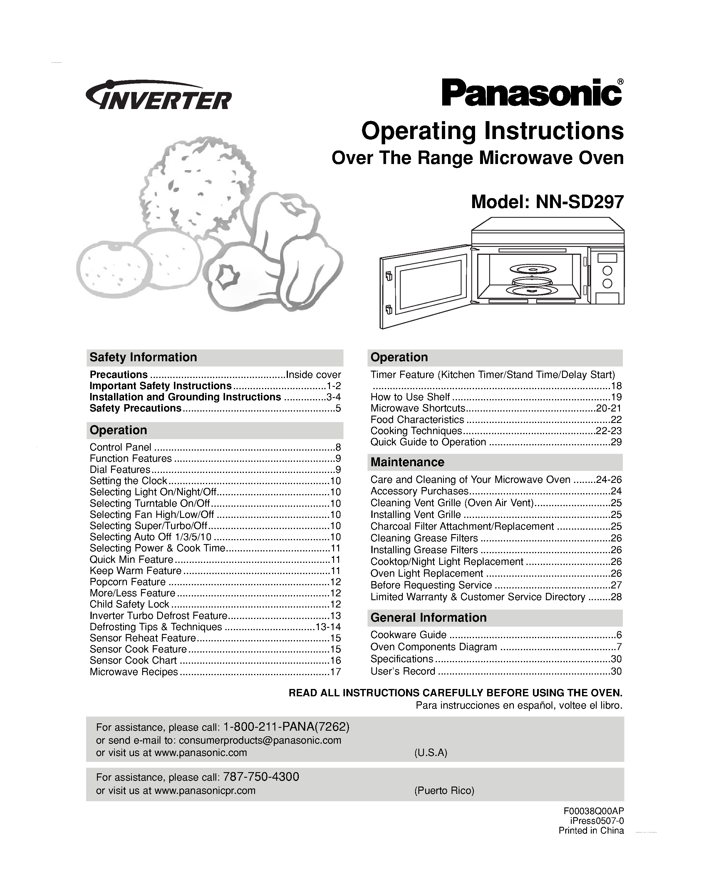 Даташит NN-SD297 - Operating Instructions страница 1