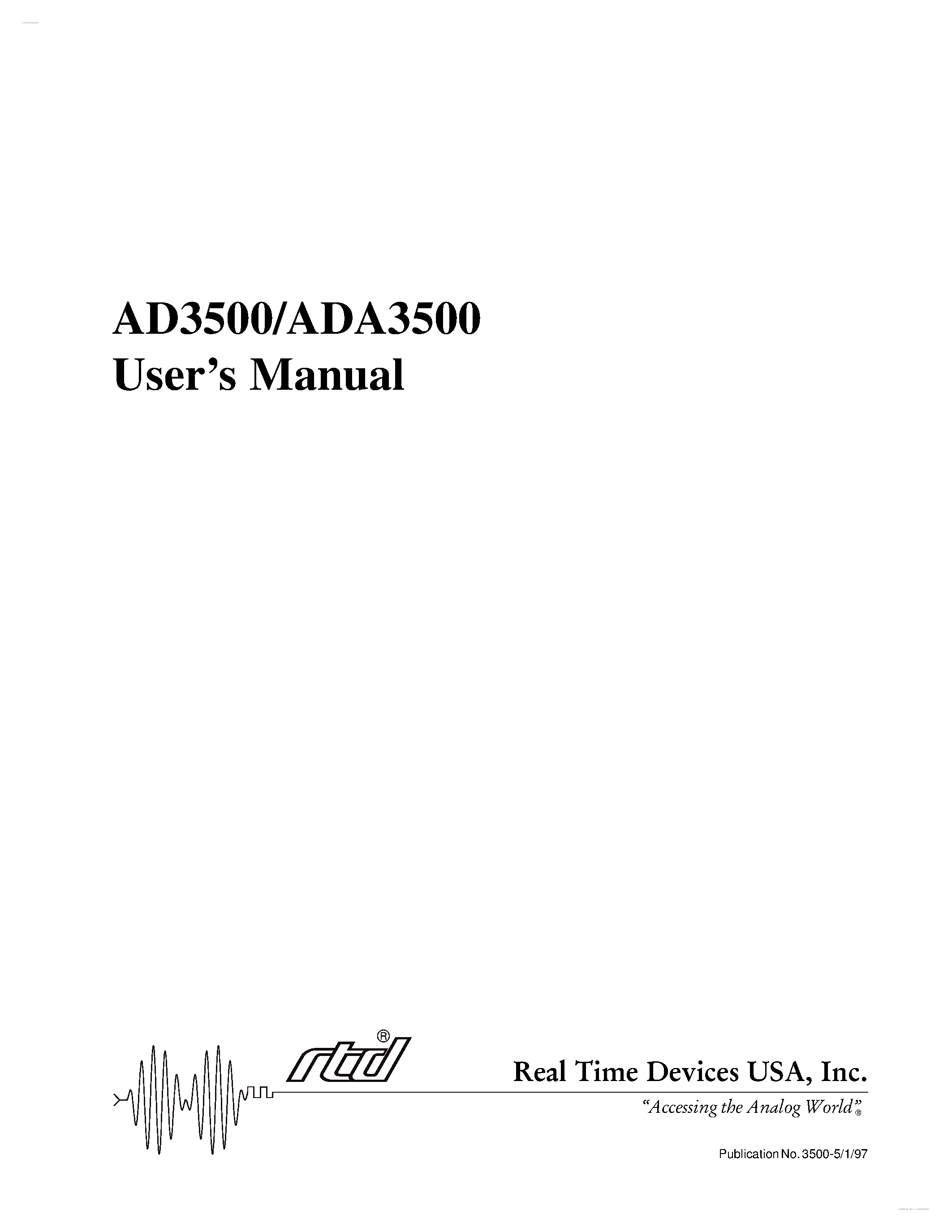 Даташит AD3500 - DataMaster Board Manual страница 1