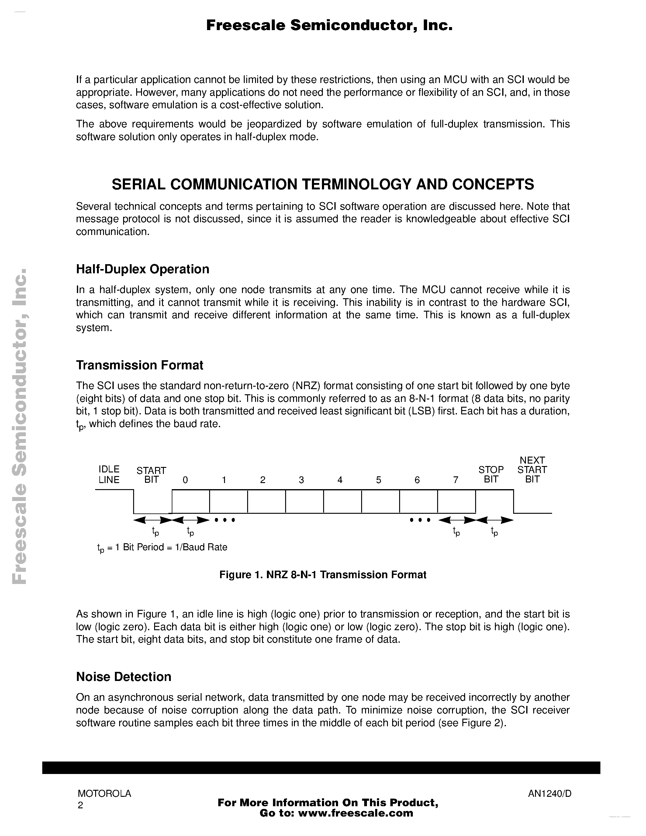 Даташит AN1240 - HC05 MCU Software-Driven Asynchronous Serial Communication Techniques Using the MC68HC705J1A страница 2