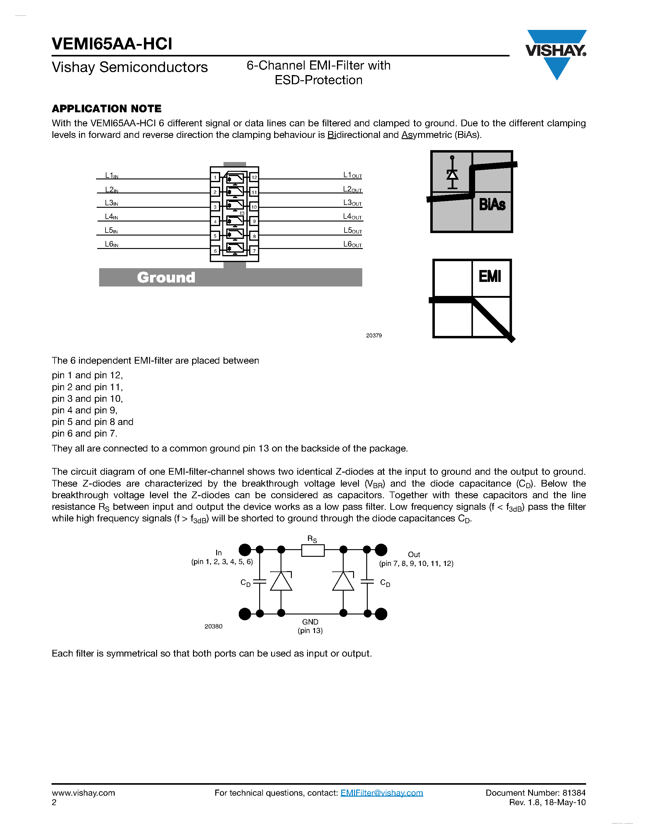 Datasheet VEMI65AA-HCI - 6-Channel EMI-Filter page 2