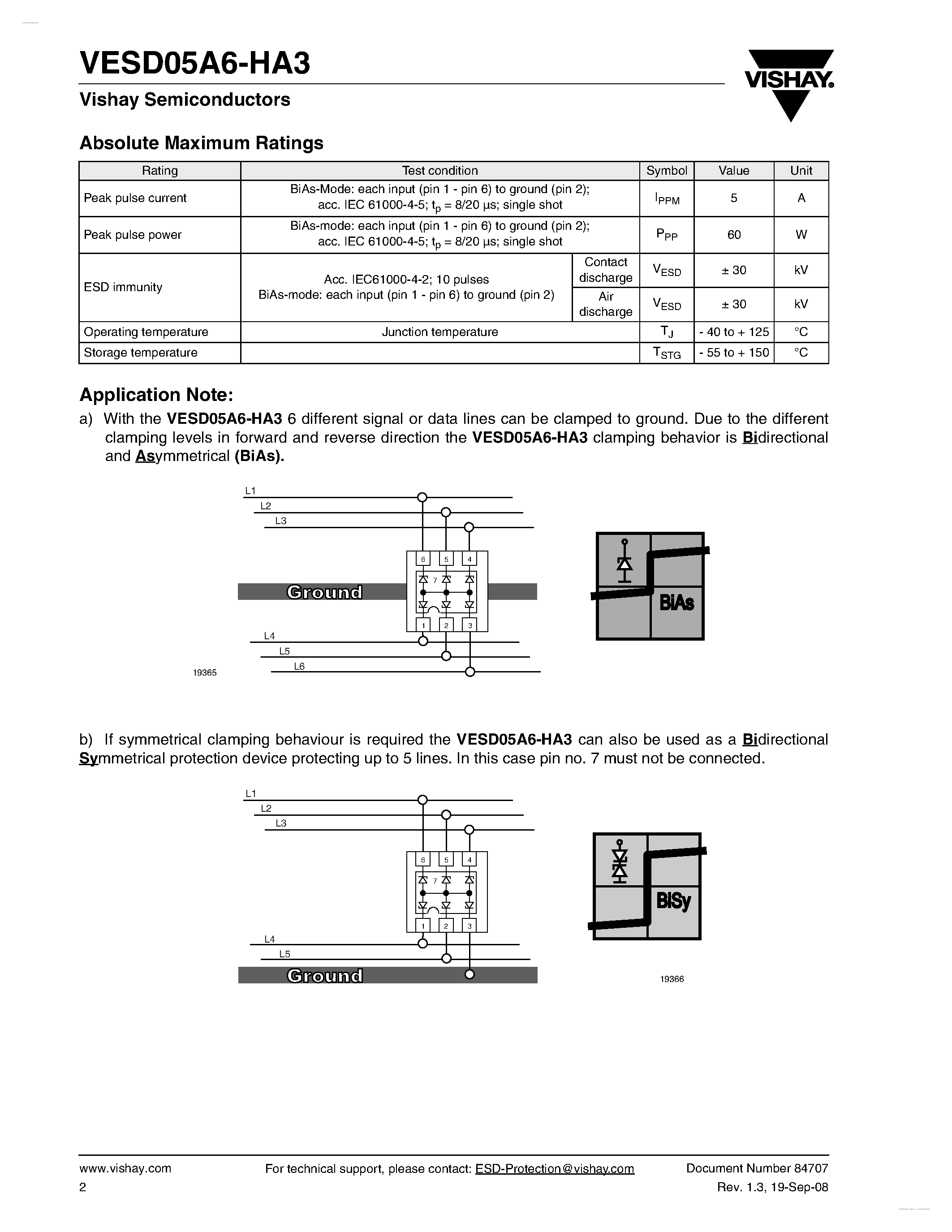 Даташит VESD05A6-HA3 - 6-Line ESD-Protection Diode Array страница 2