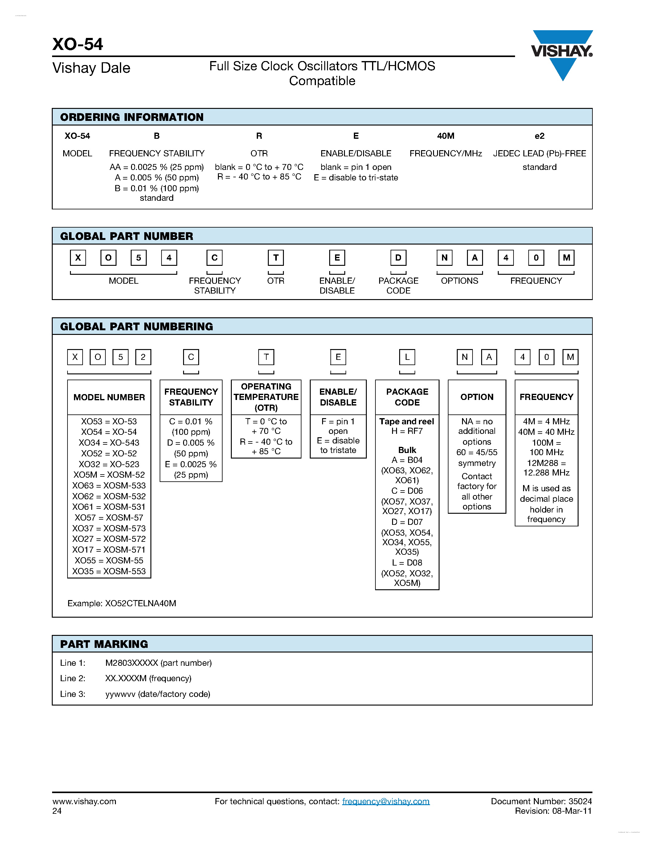 Datasheet XO-54 - Full Size Clock Oscillators TTL/HCMOS Compatible page 2