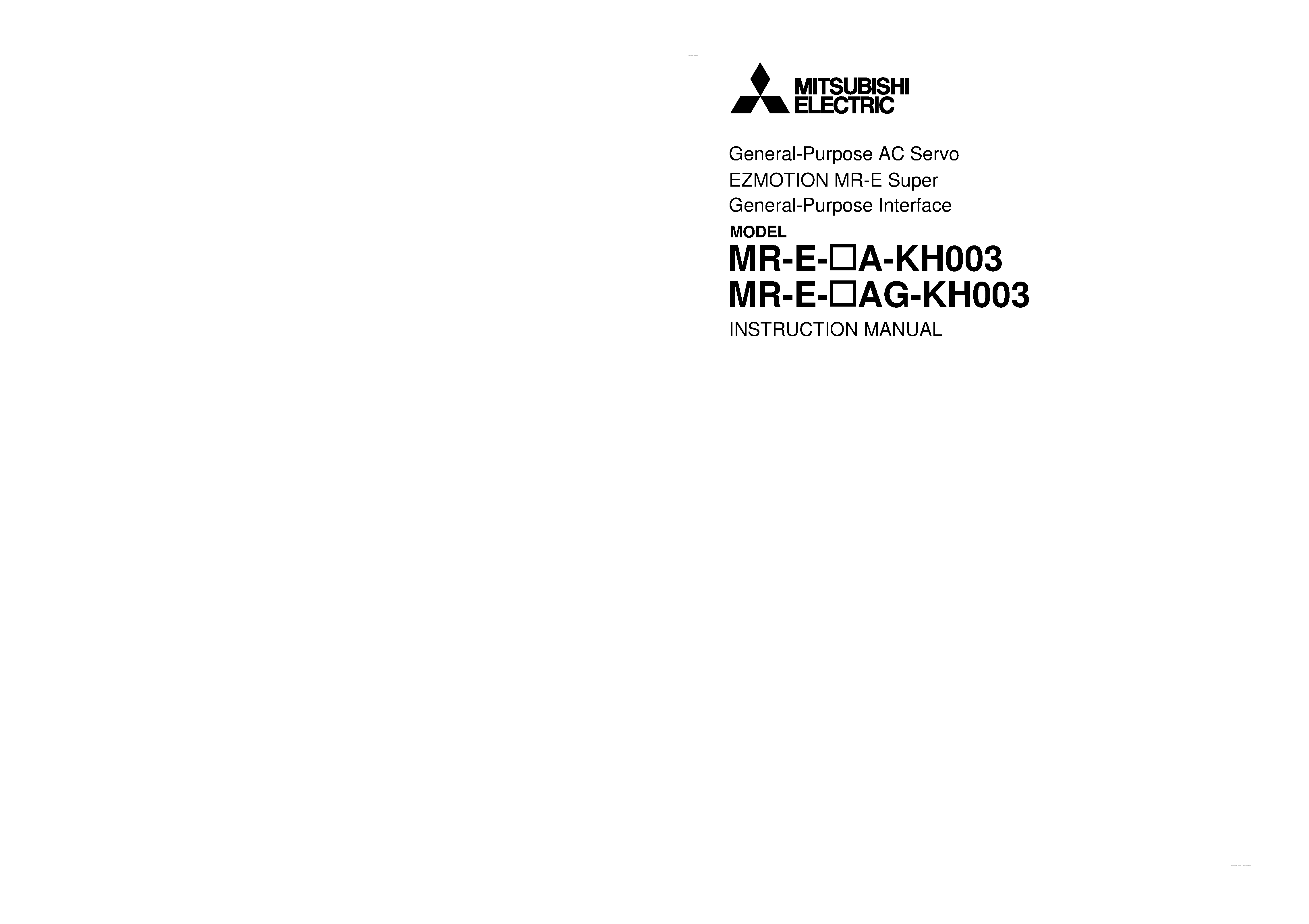 Datasheet MR-E-10A-KH003 - General-Purpose AC Servo page 1