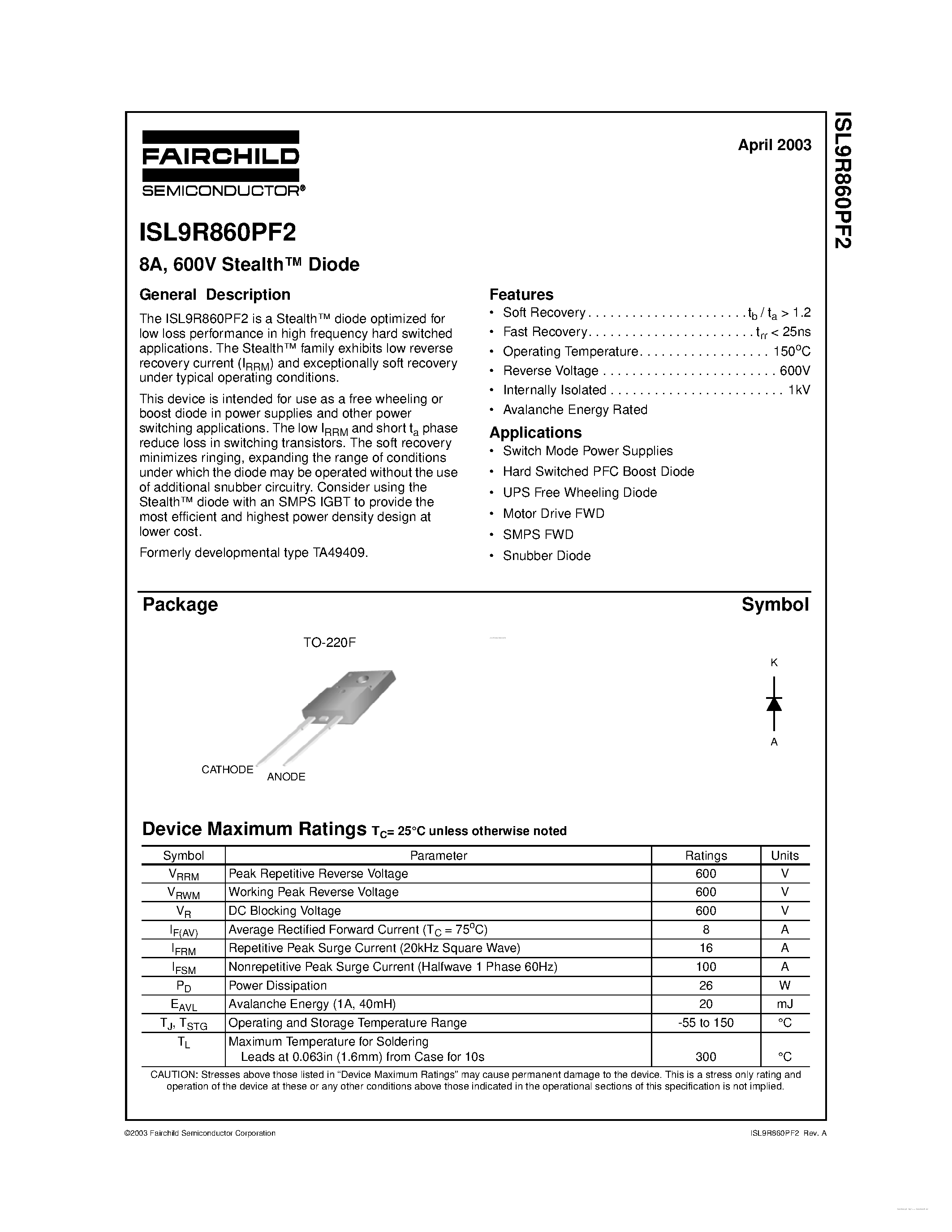 Datasheet ISL9860PF2 - page 1