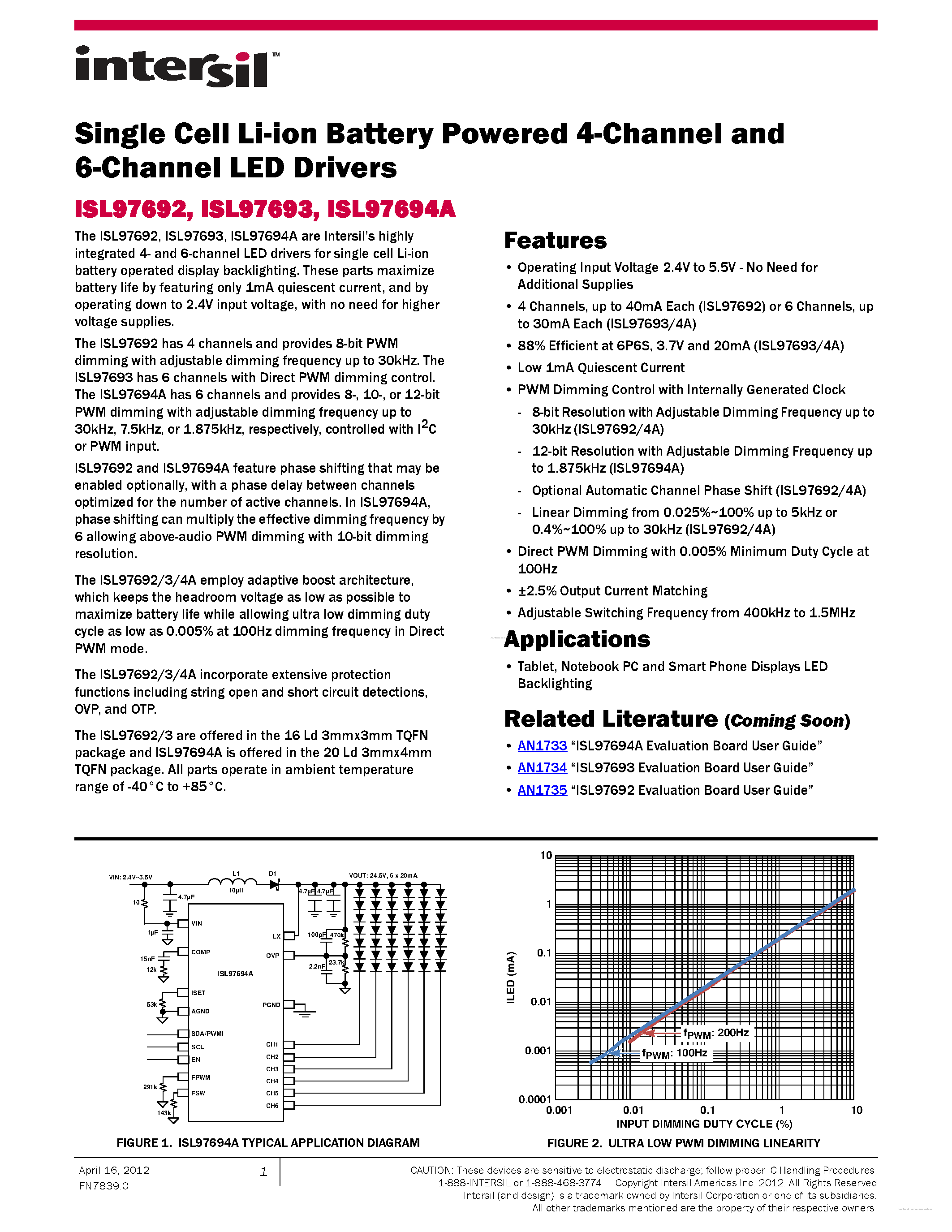Datasheet ISL97692 - page 1