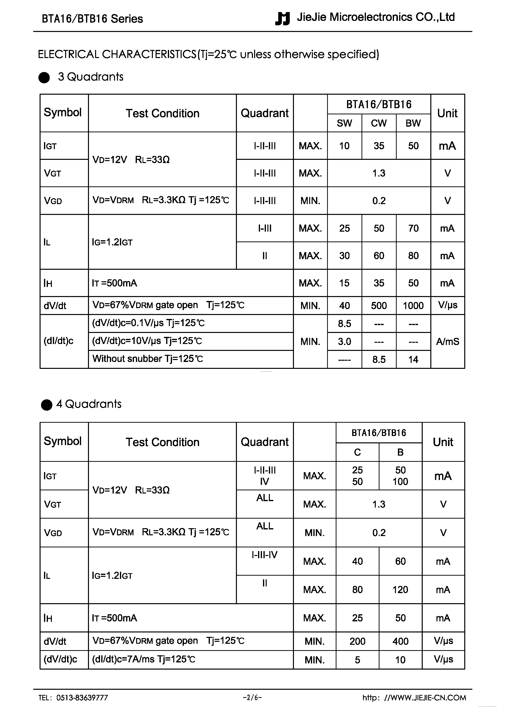 Datasheet BTA16 - page 2