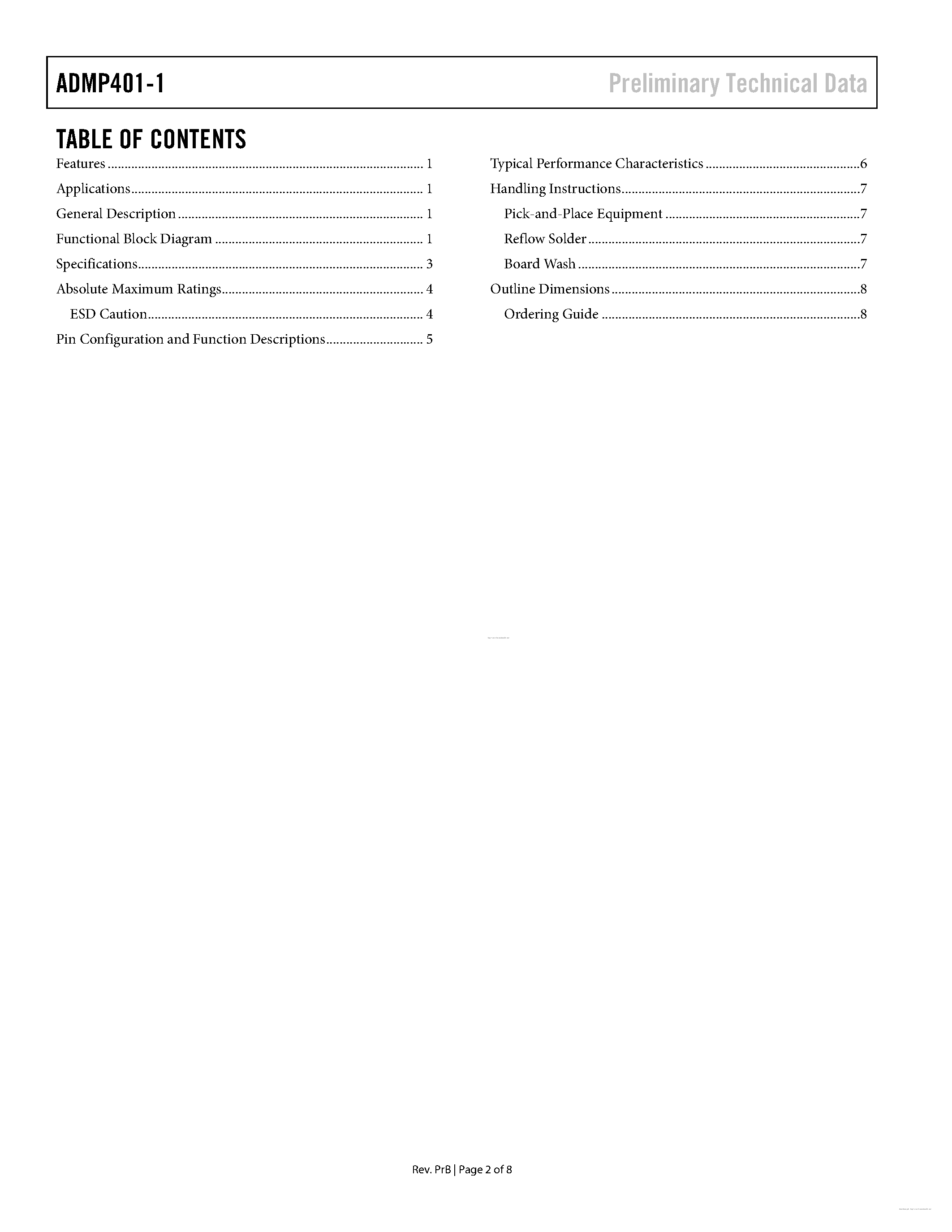 Datasheet ADMP401-1 - page 2