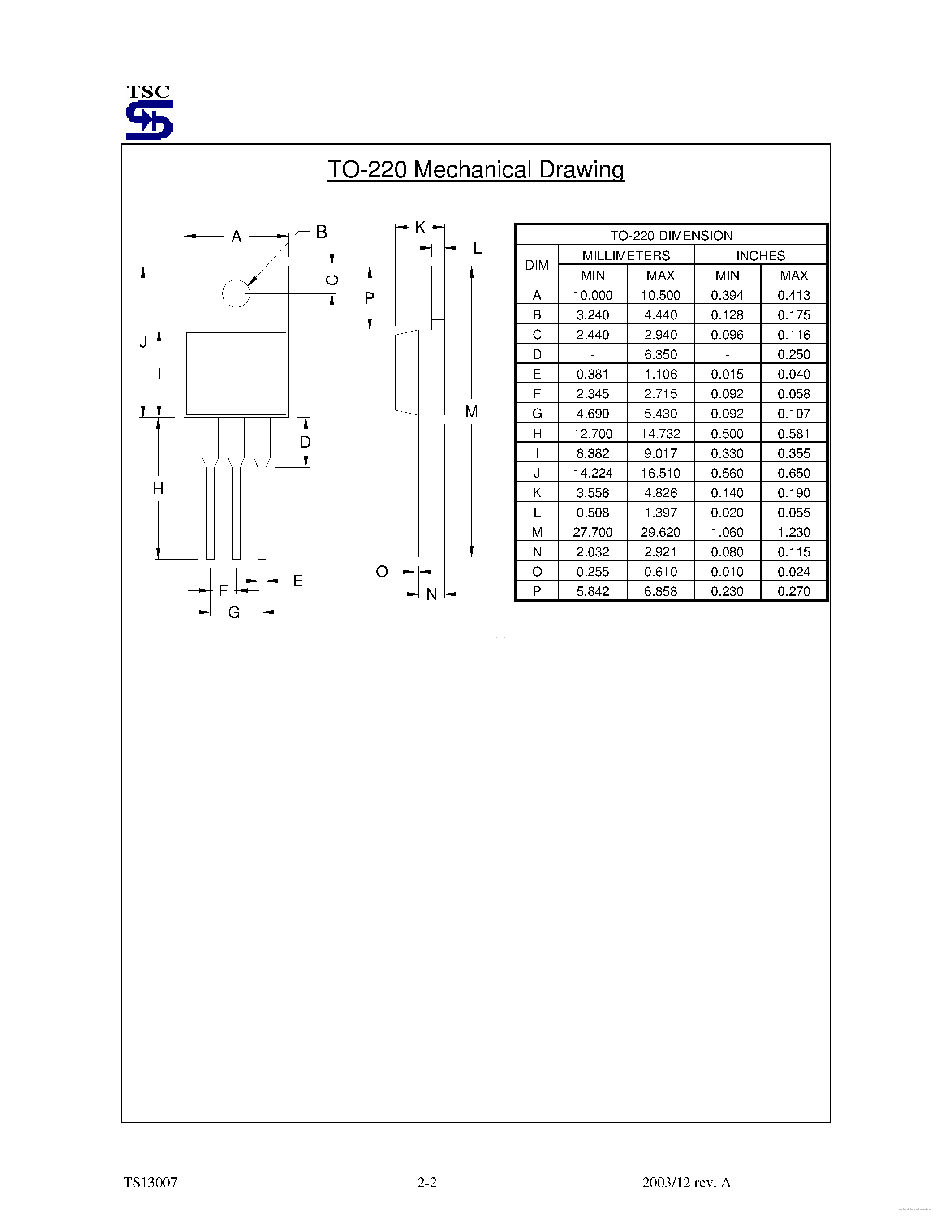 Datasheet TS13007 - page 2
