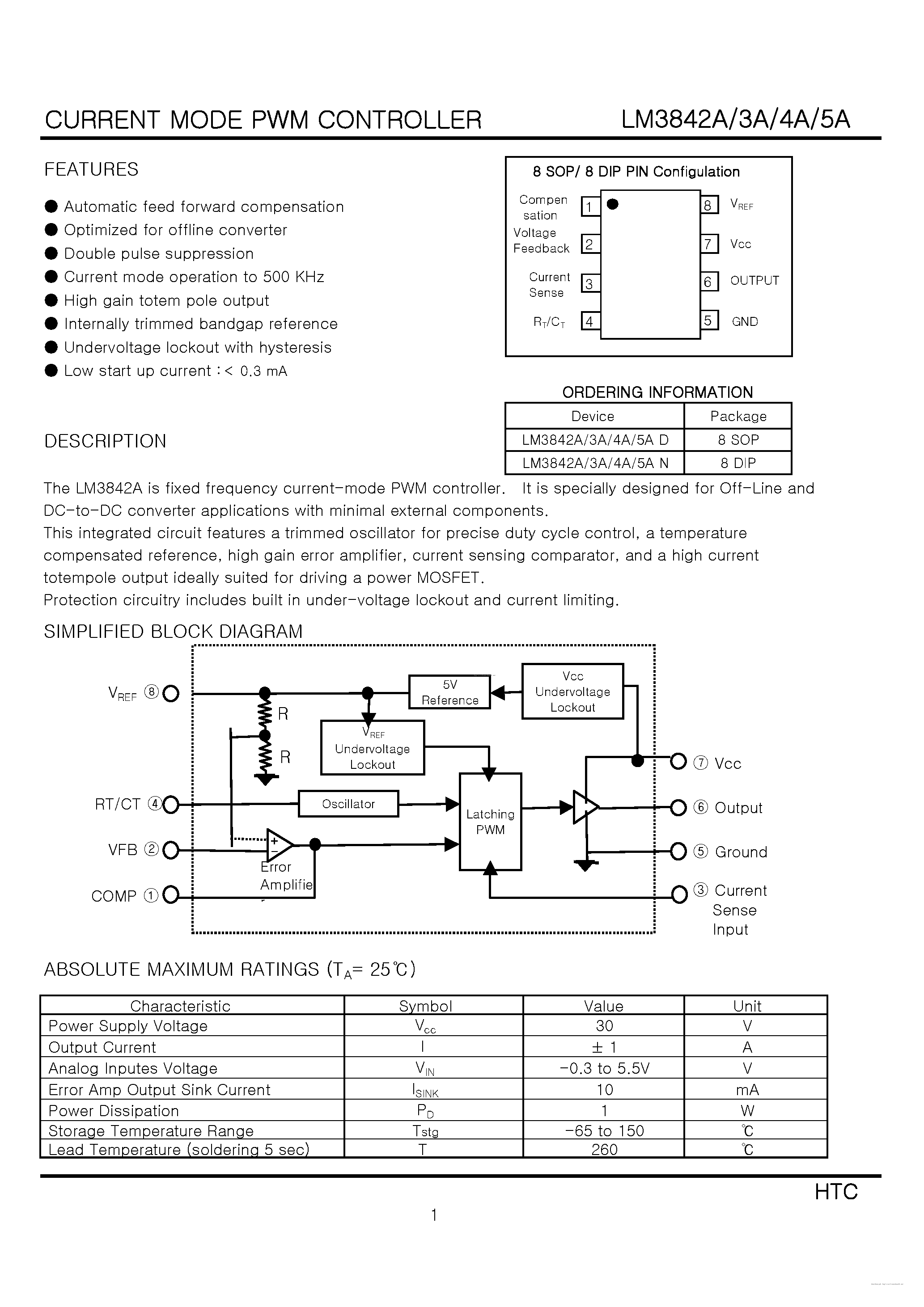 Datasheet LM3842A - page 1