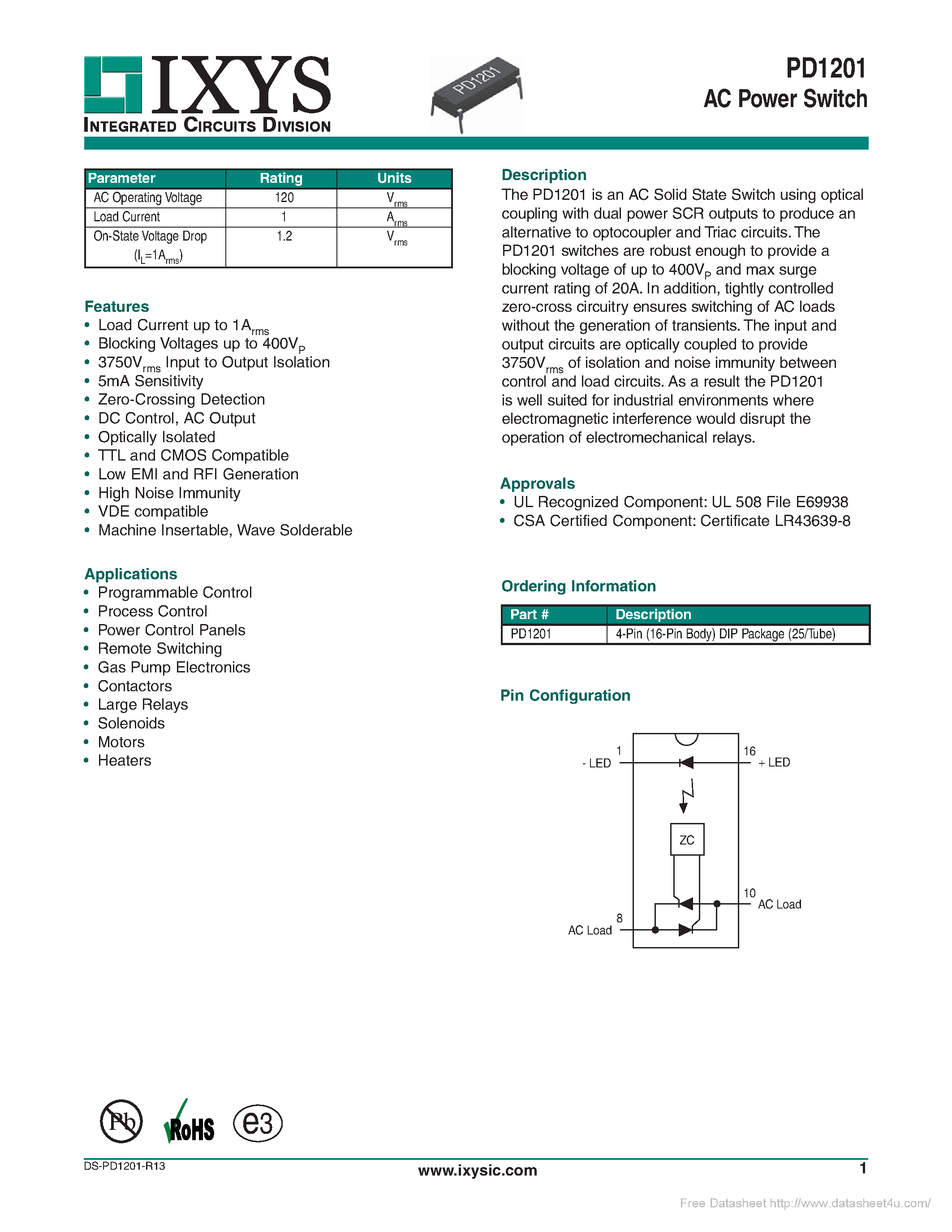Datasheet PD1201 - page 1