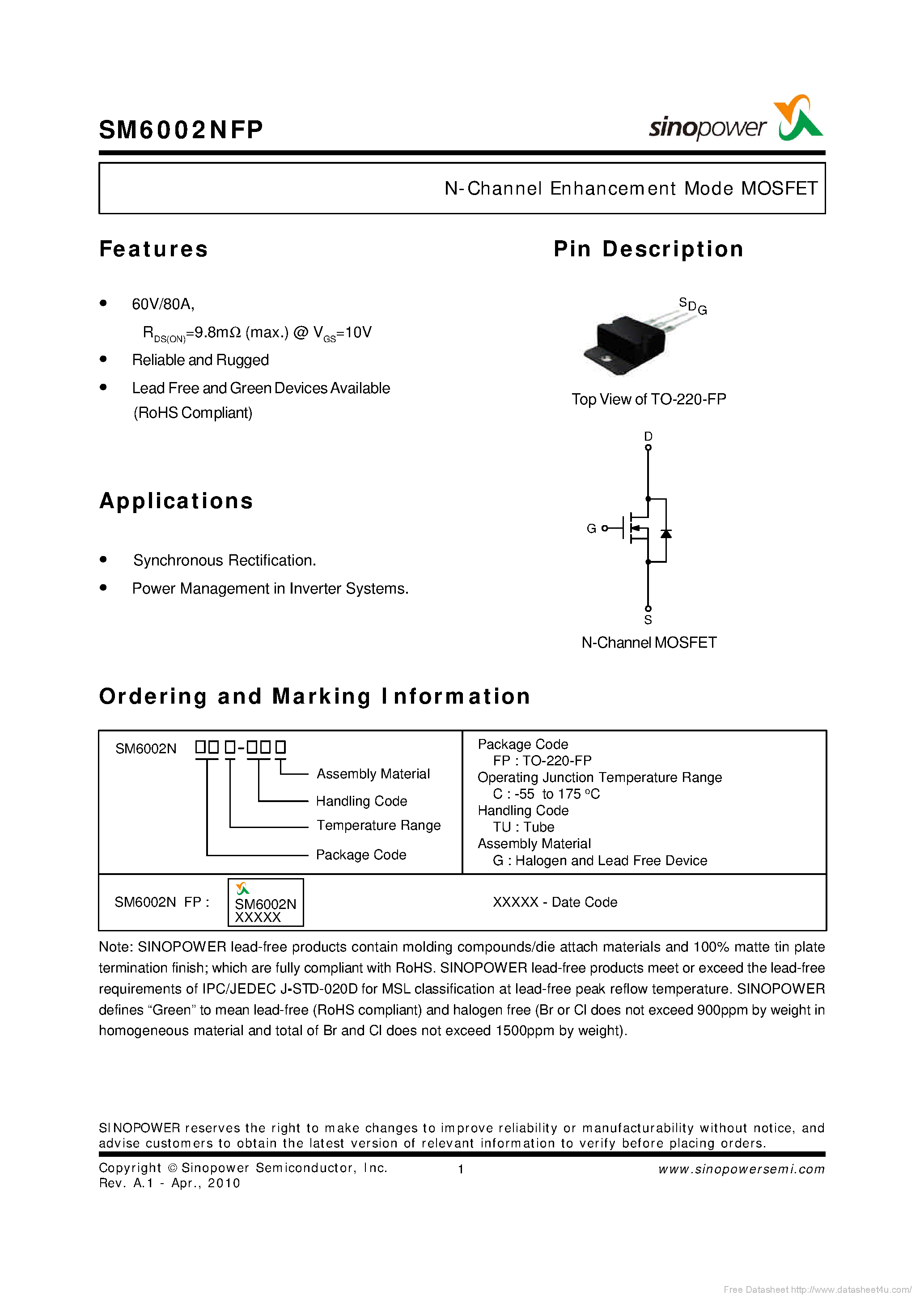 Datasheet SM6002NFP - page 1