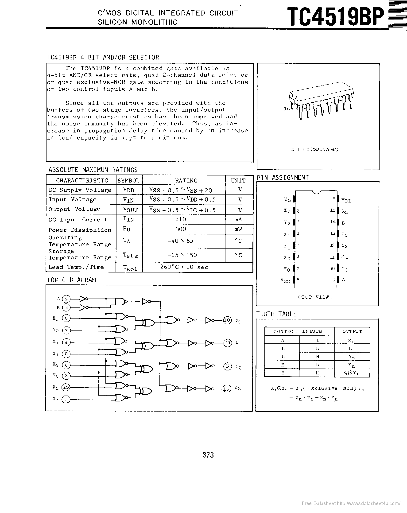 Datasheet TC4519BP - page 1