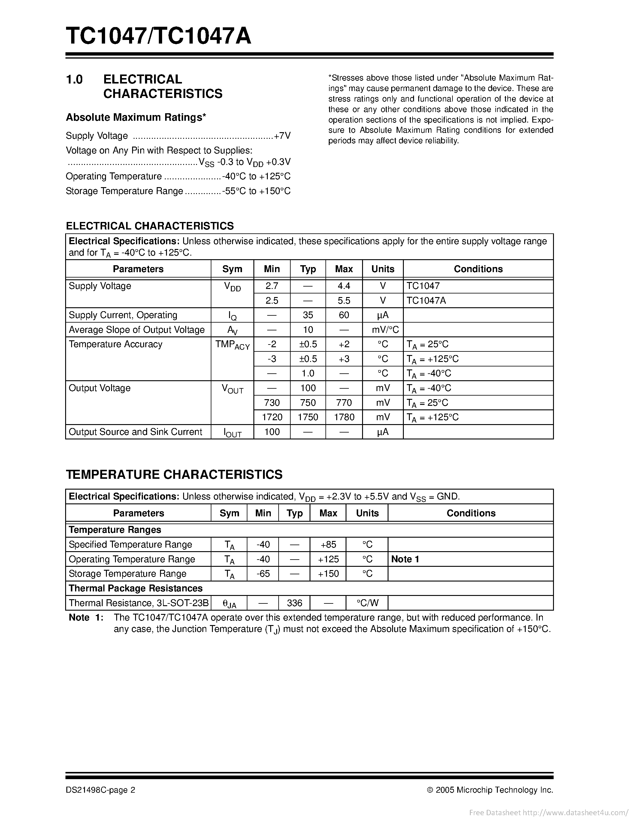 Datasheet TC1047A - page 2