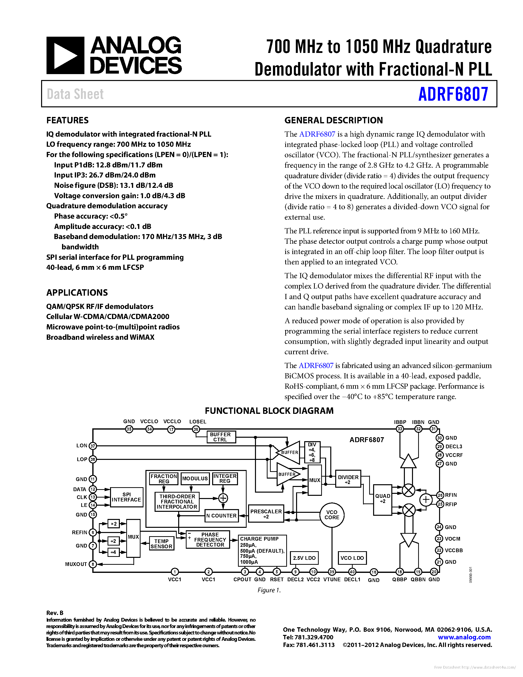 Datasheet ADRF6807 - page 1