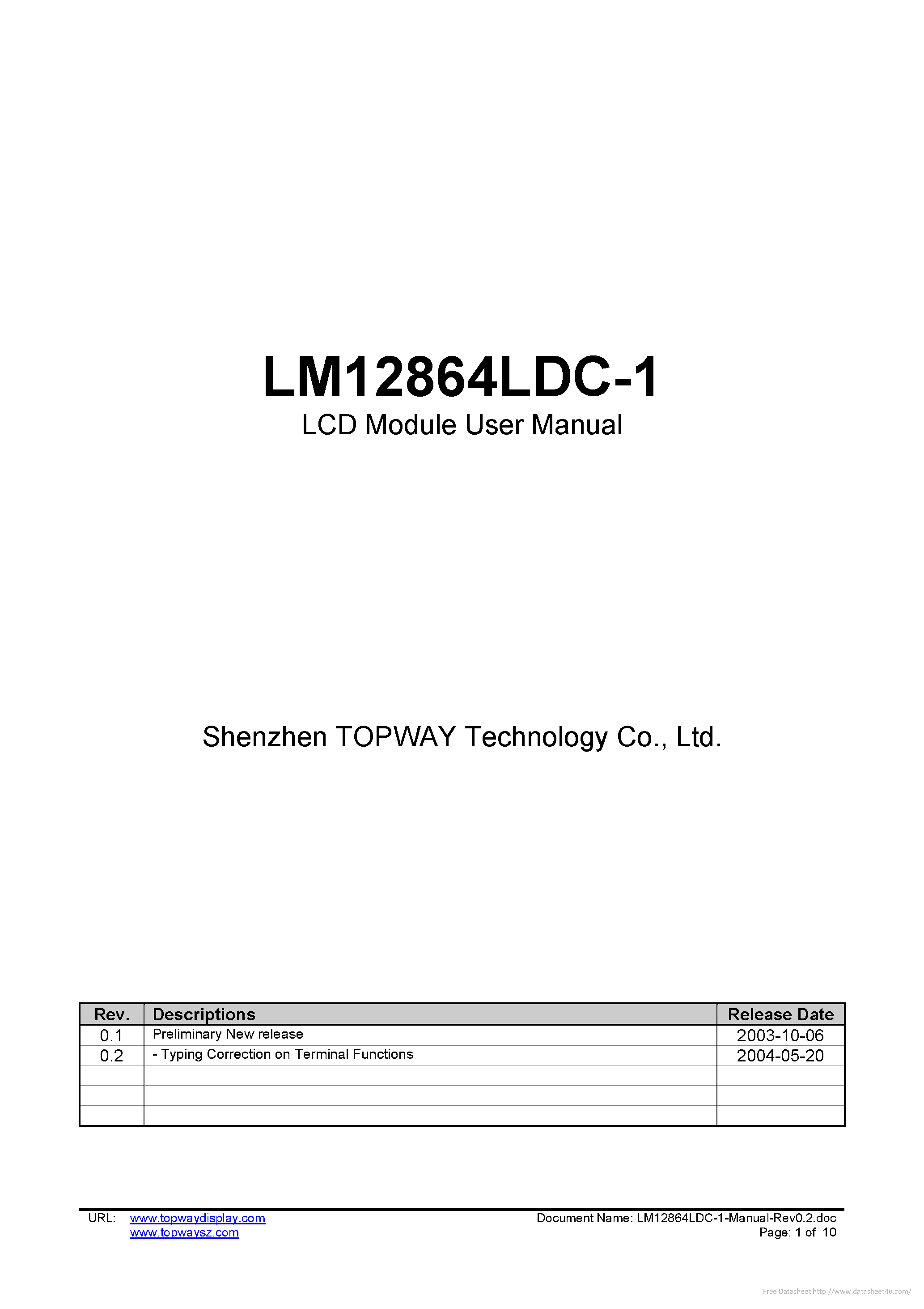 Даташит LM12864LDC-1 - страница 1