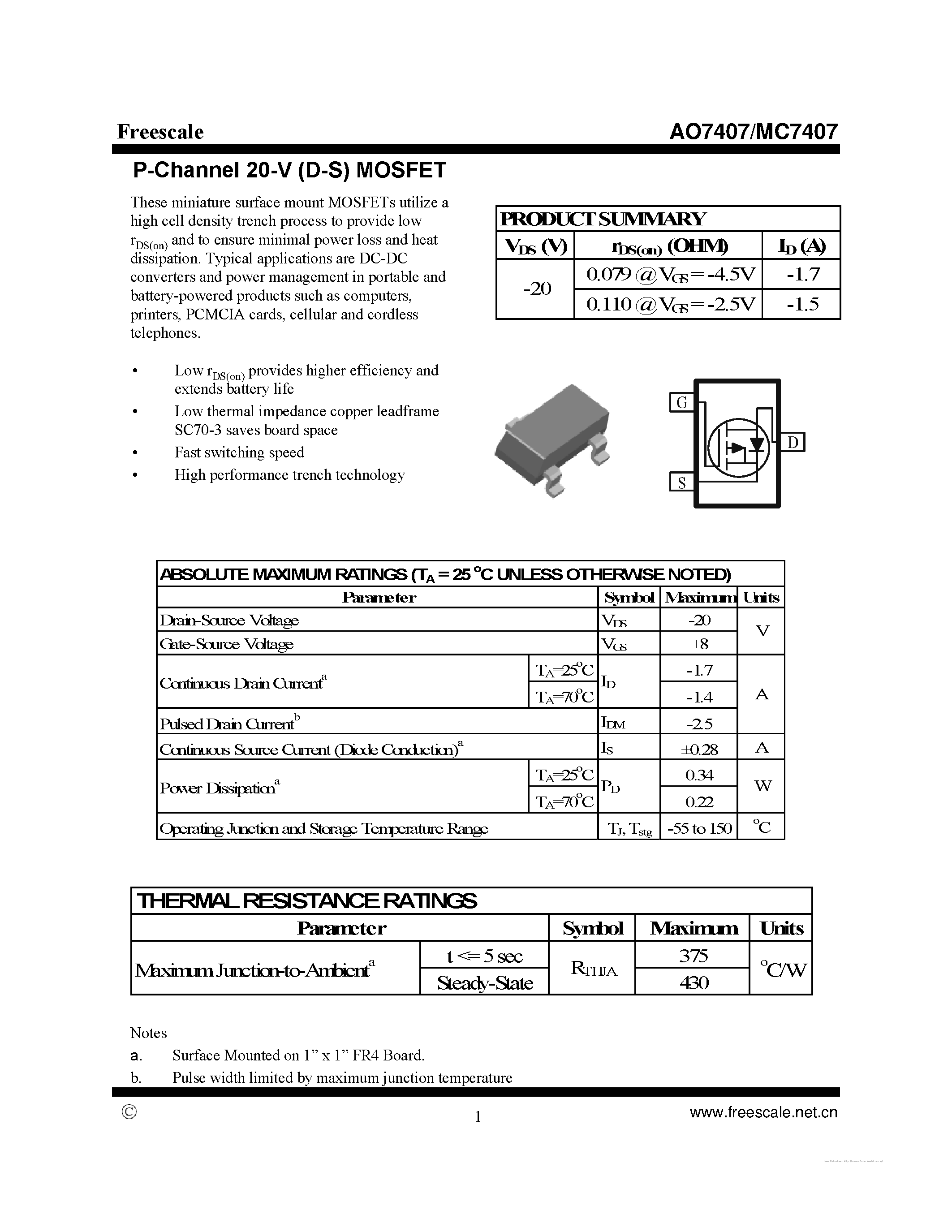 Datasheet MC7407 - page 1