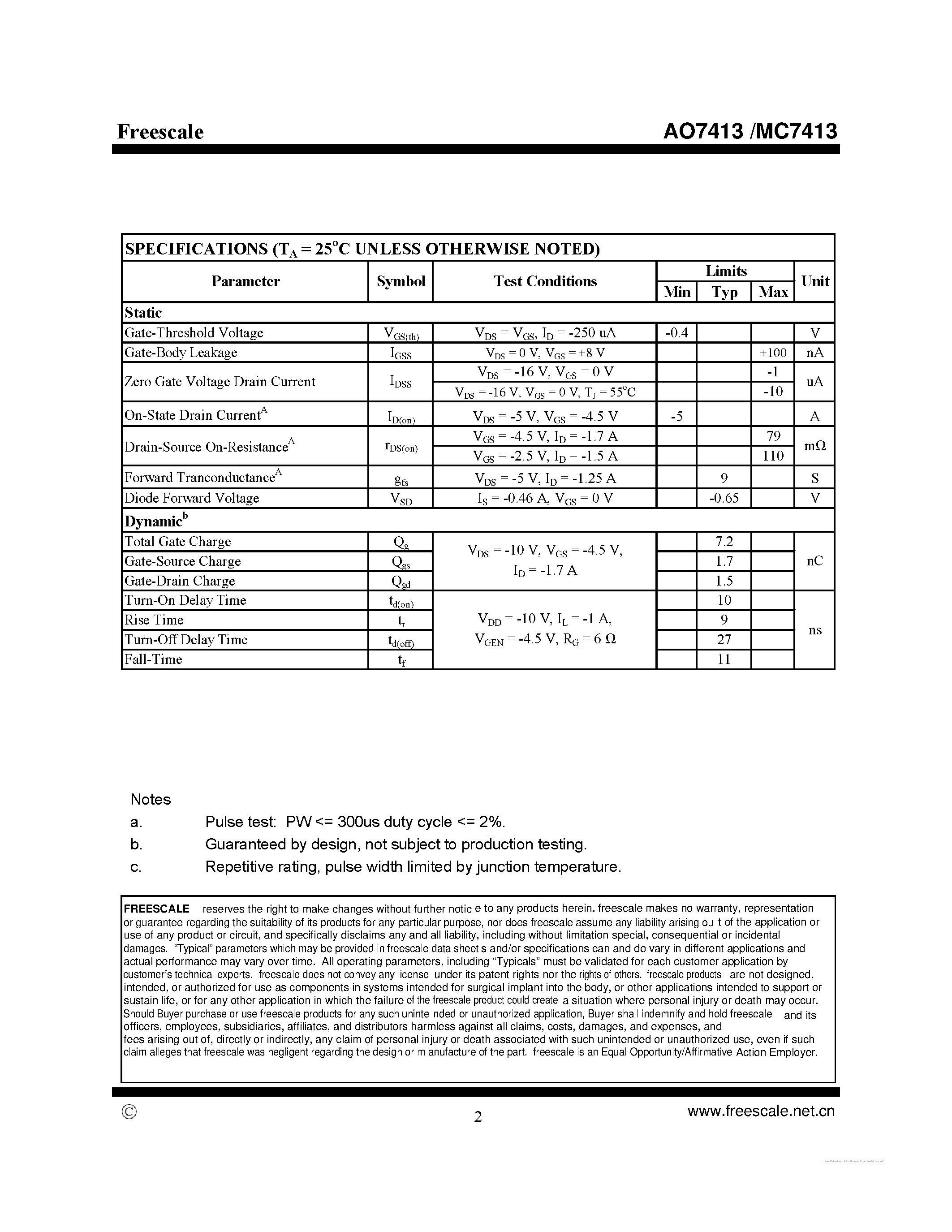 Datasheet MC7413 - page 2