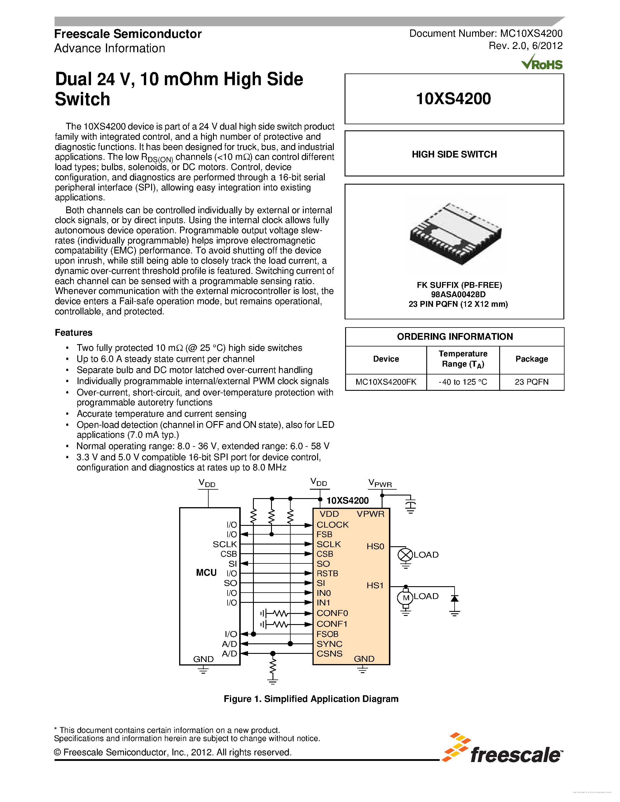 Datasheet MC10XS4200 - page 1