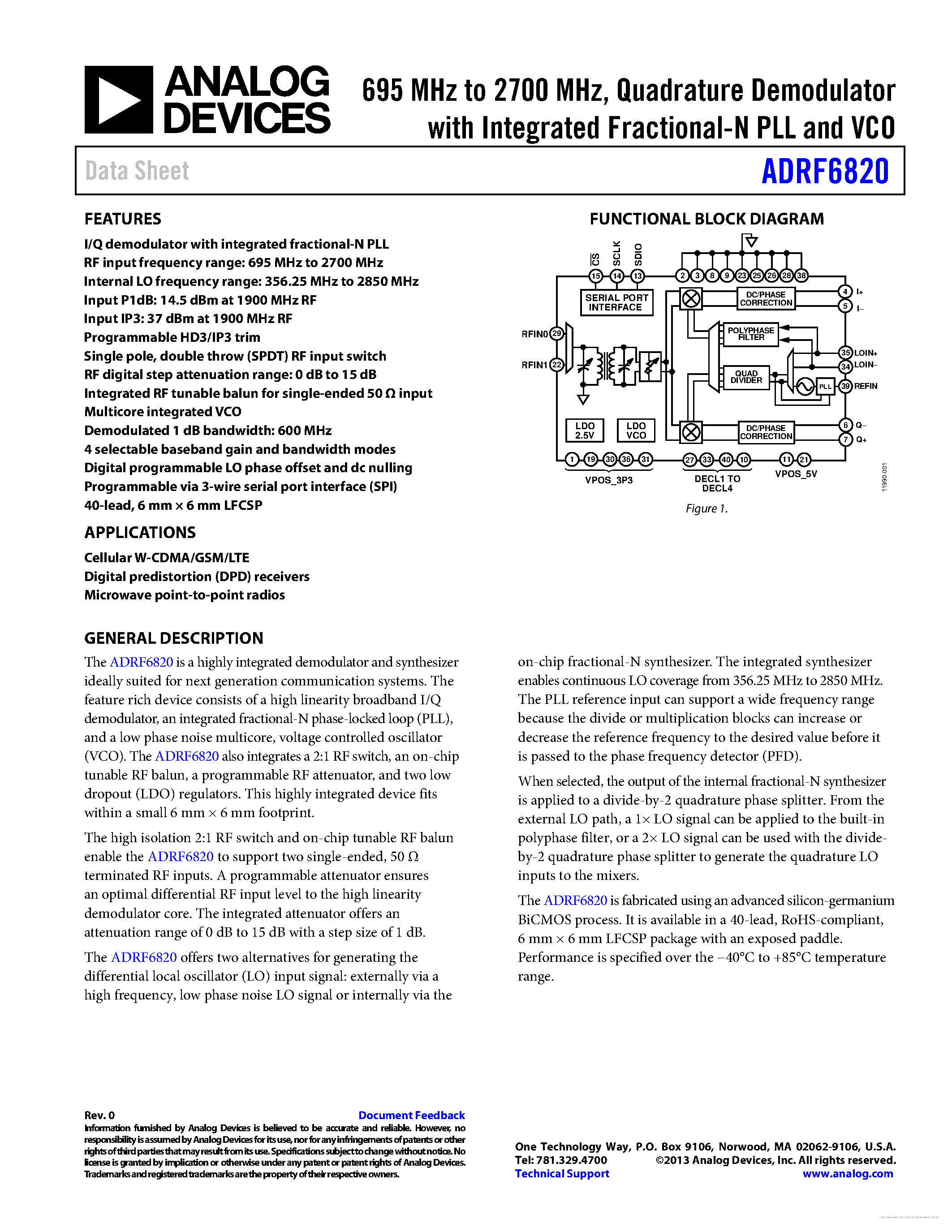 Datasheet ADRF6820 - page 1