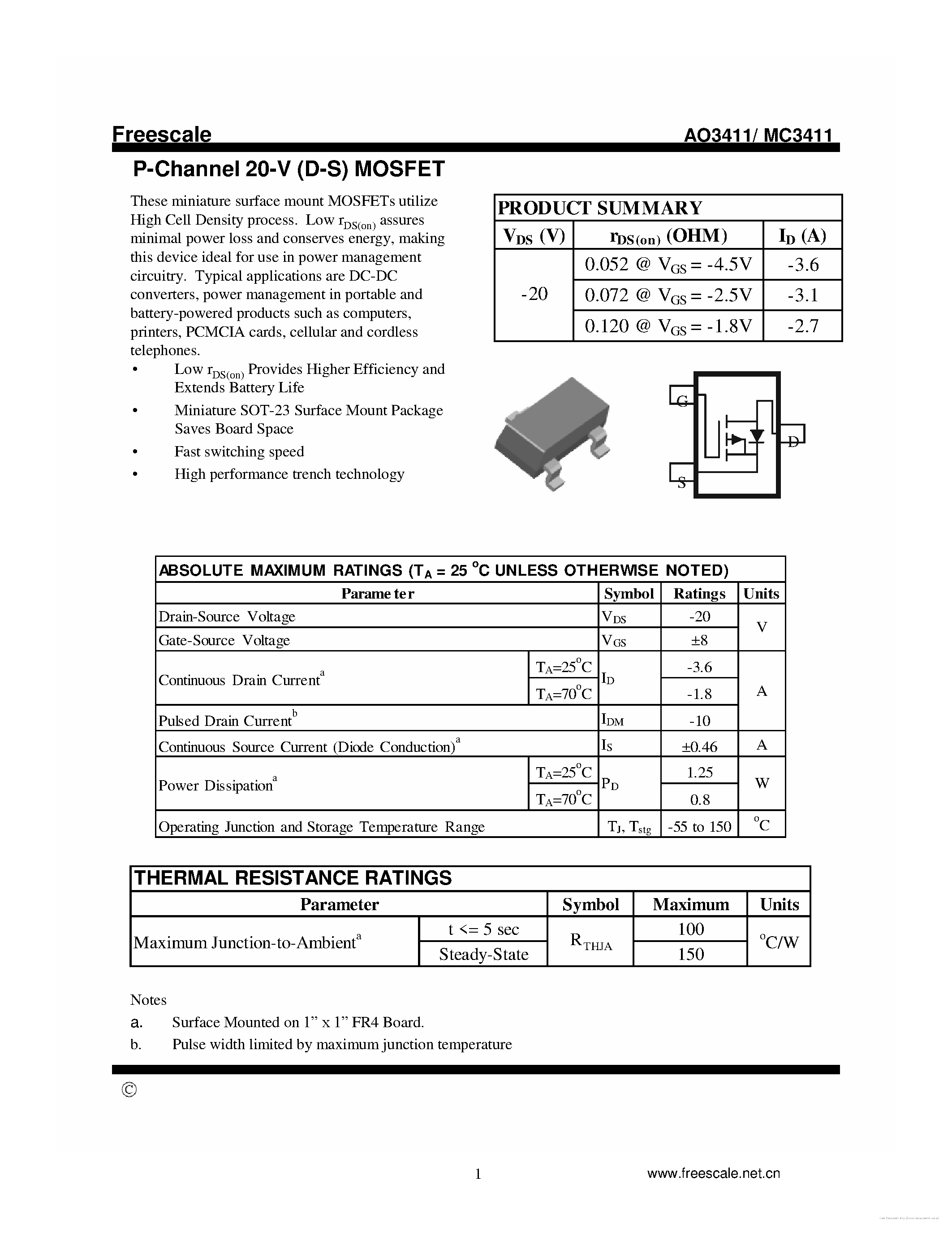 Datasheet MC3411 - page 1