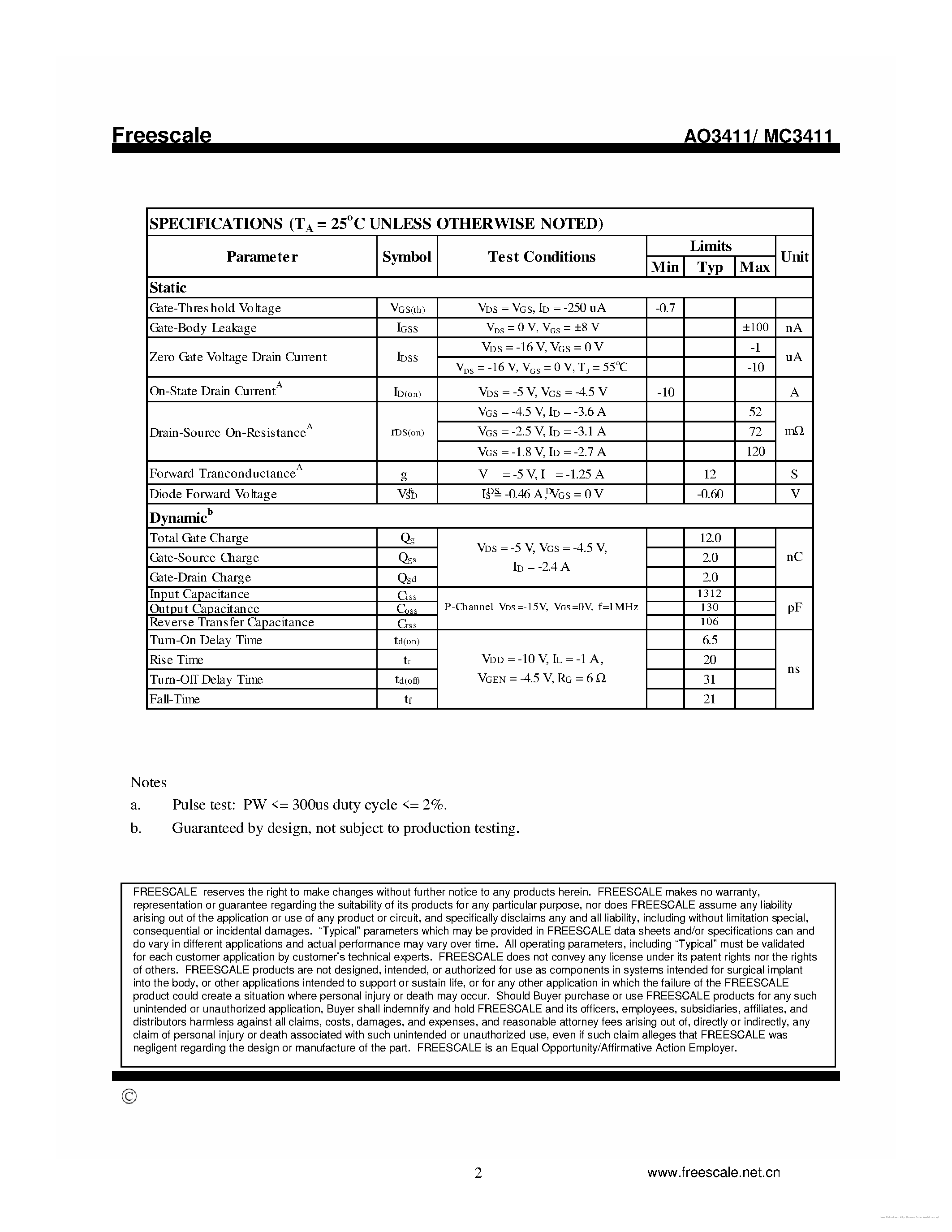 Datasheet MC3411 - page 2