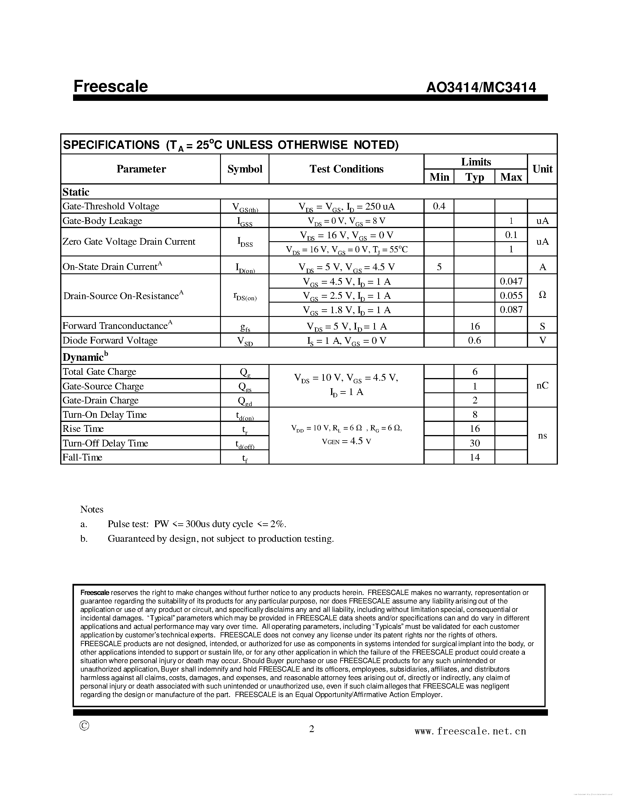Datasheet MC3414 - page 2