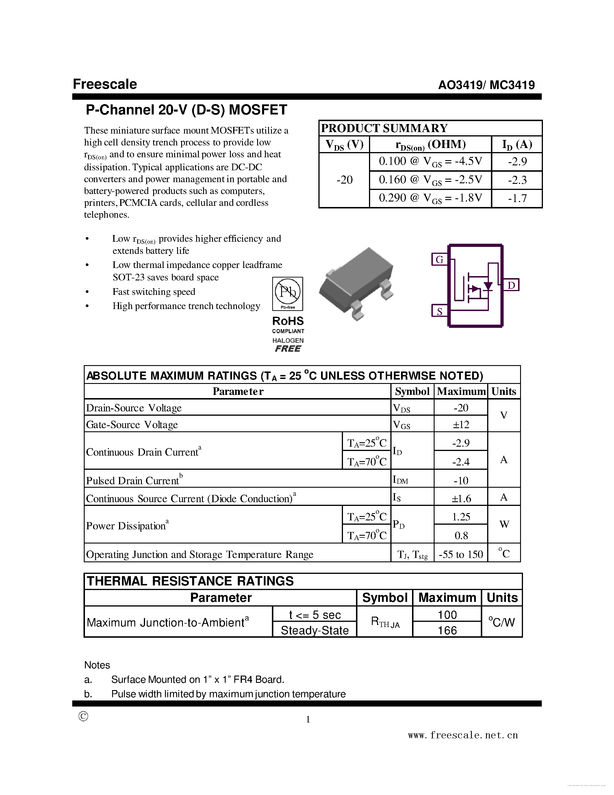 Datasheet MC3419 - page 1