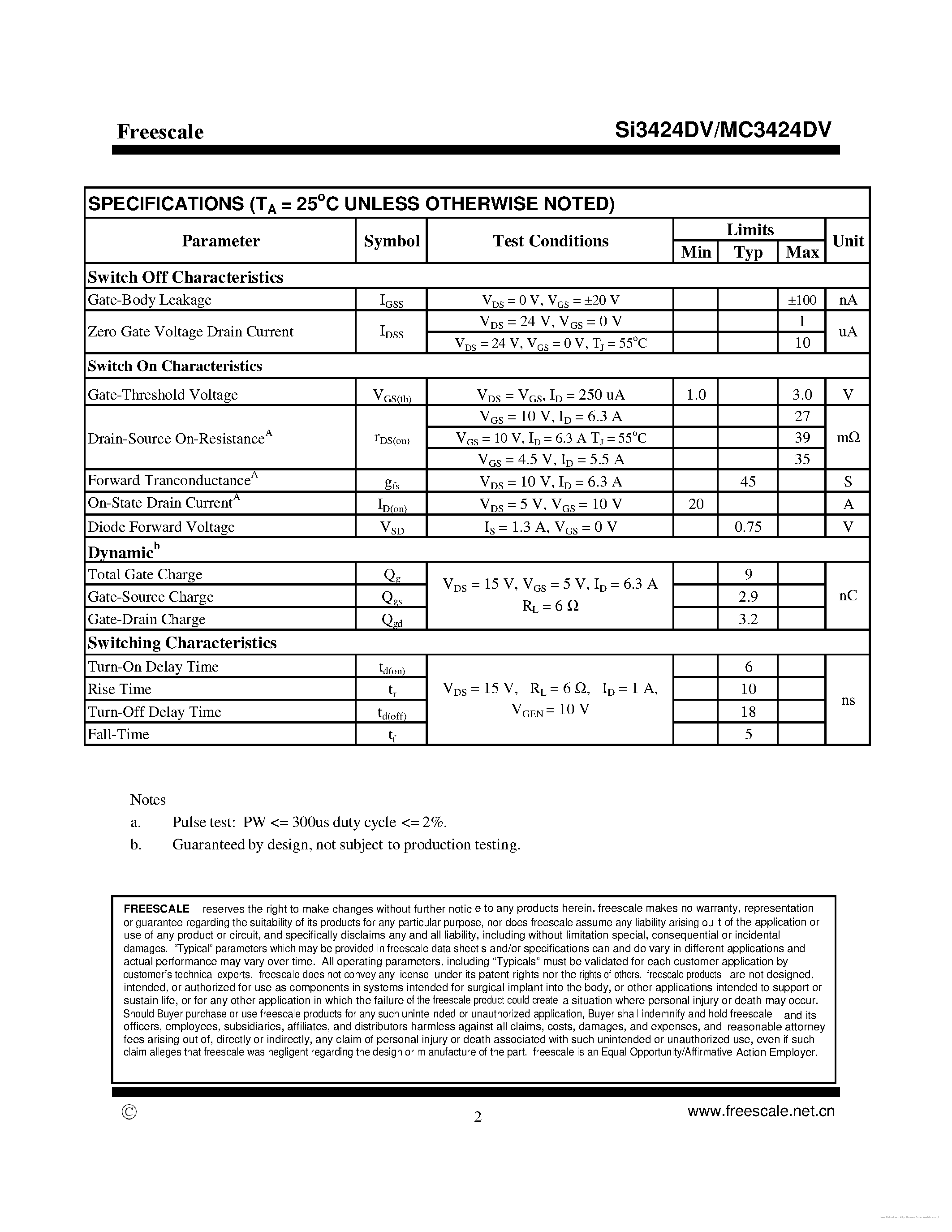 Datasheet MC3424DV - page 2
