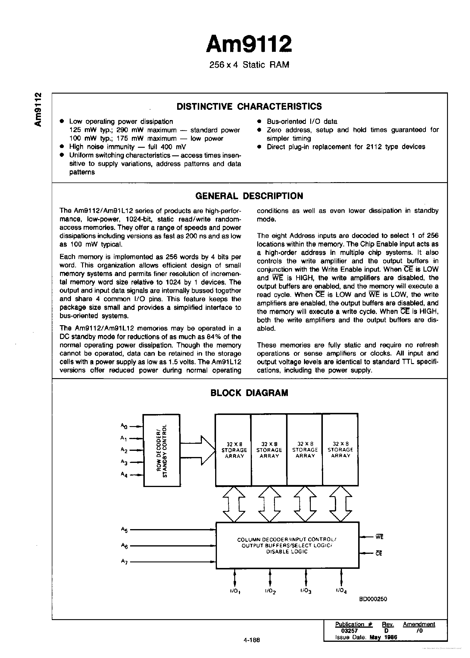 Datasheet AM9112 - page 1